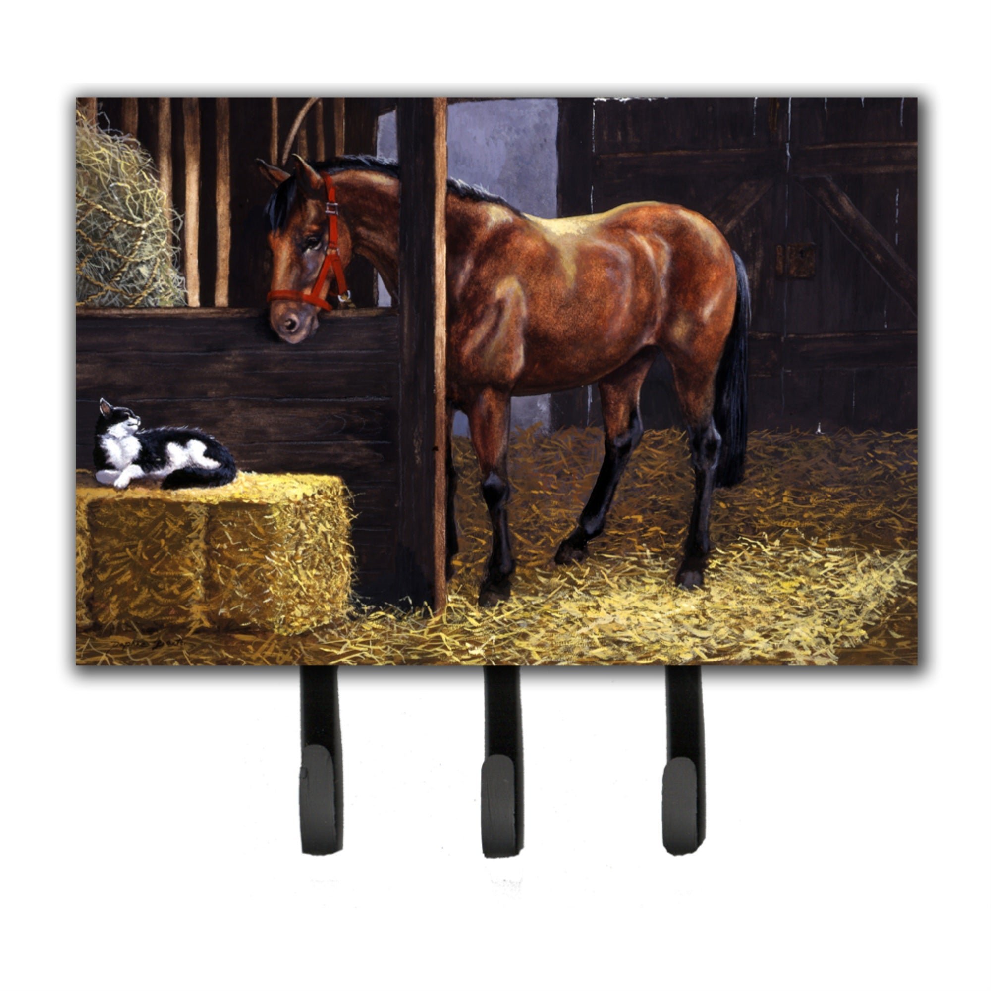 Caroline'S Treasures Bdba0295Th68 Horse In Stable With Cat Leash Or Key Holder, Large, Multicolor