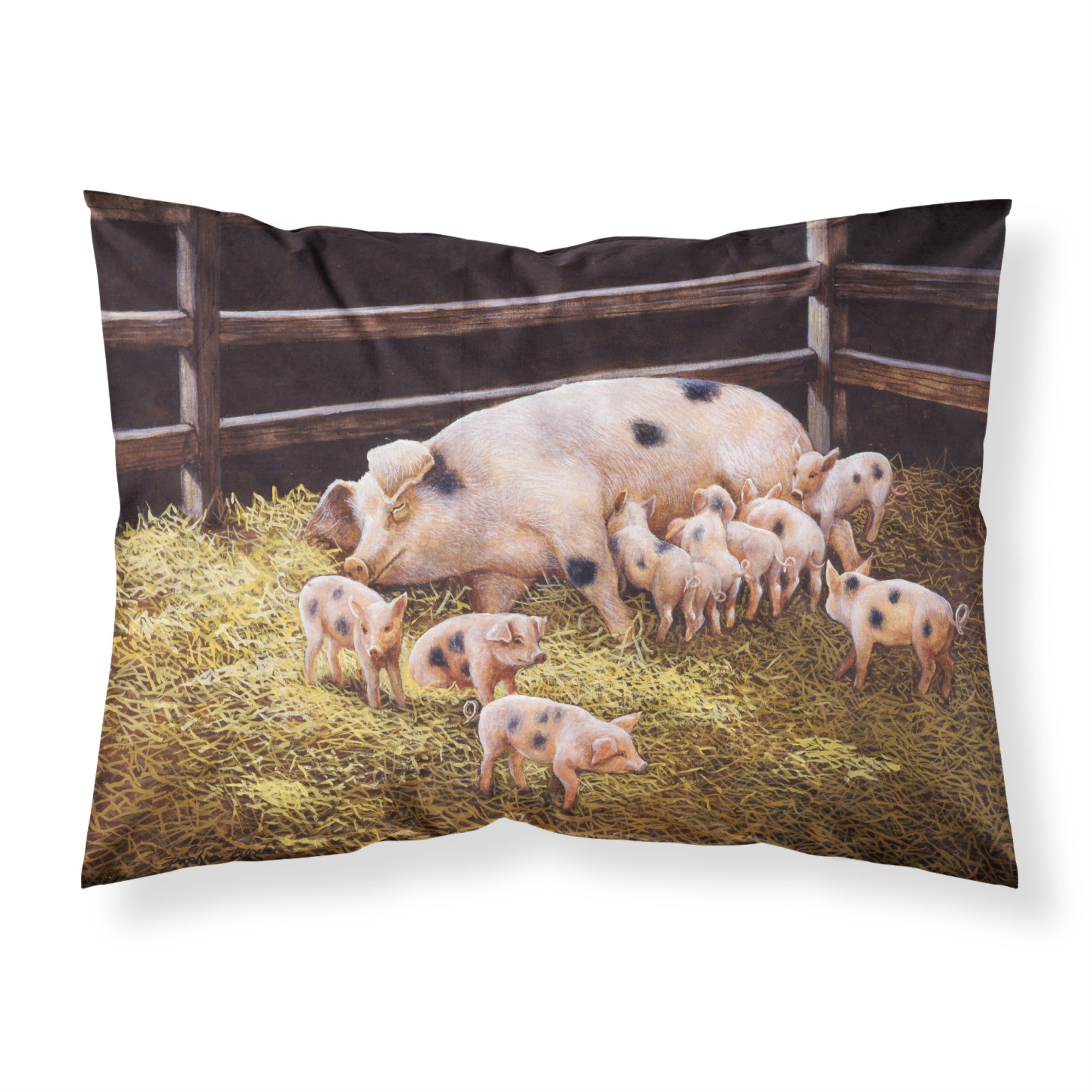 Caroline'S Treasures Pigs Piglets At Dinner Time Fabric Standard Pillowcase Bdba0296Pillowcase, Multicolor