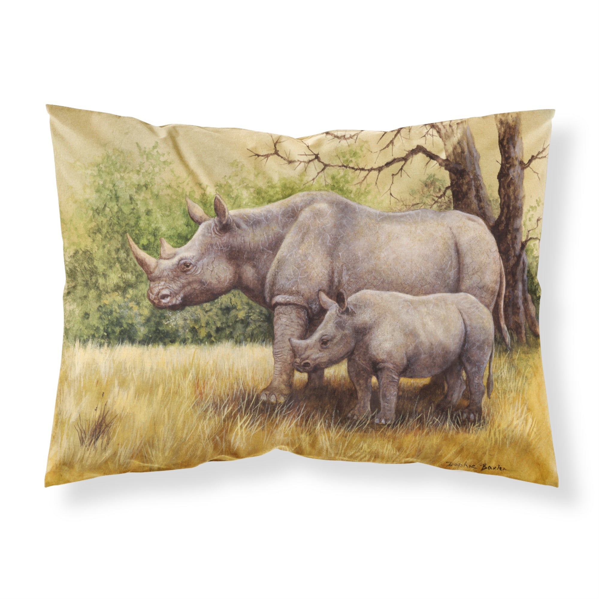 Caroline'S Treasures Rhinoceros By Daphne Baxter Fabric Standard Pillowcase Bdba0306Pillowcase, Multicolor