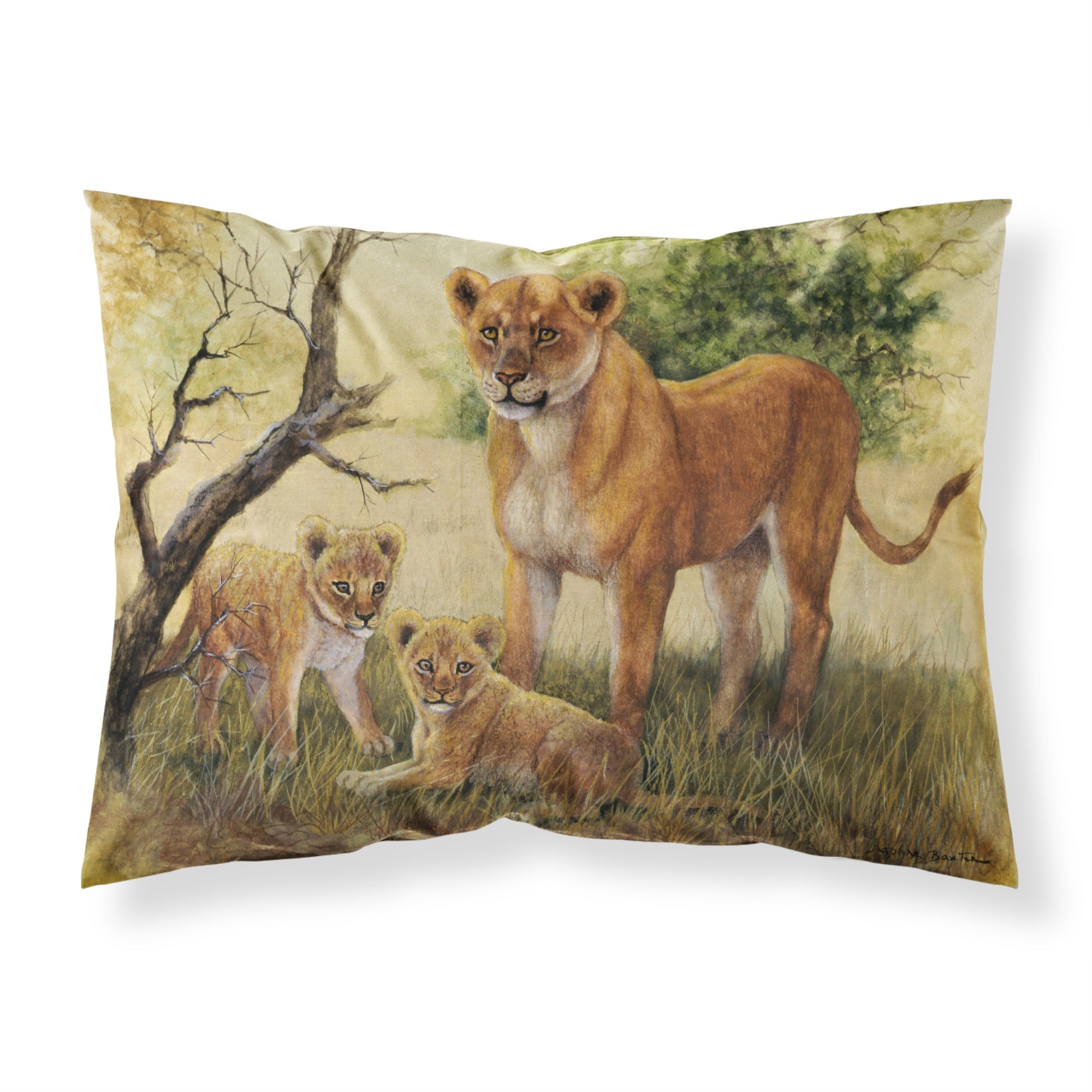 Caroline'S Treasures Lion And Cubs By Daphne Baxter Fabric Standard Pillowcase Bdba0307Pillowcase, Multicolor