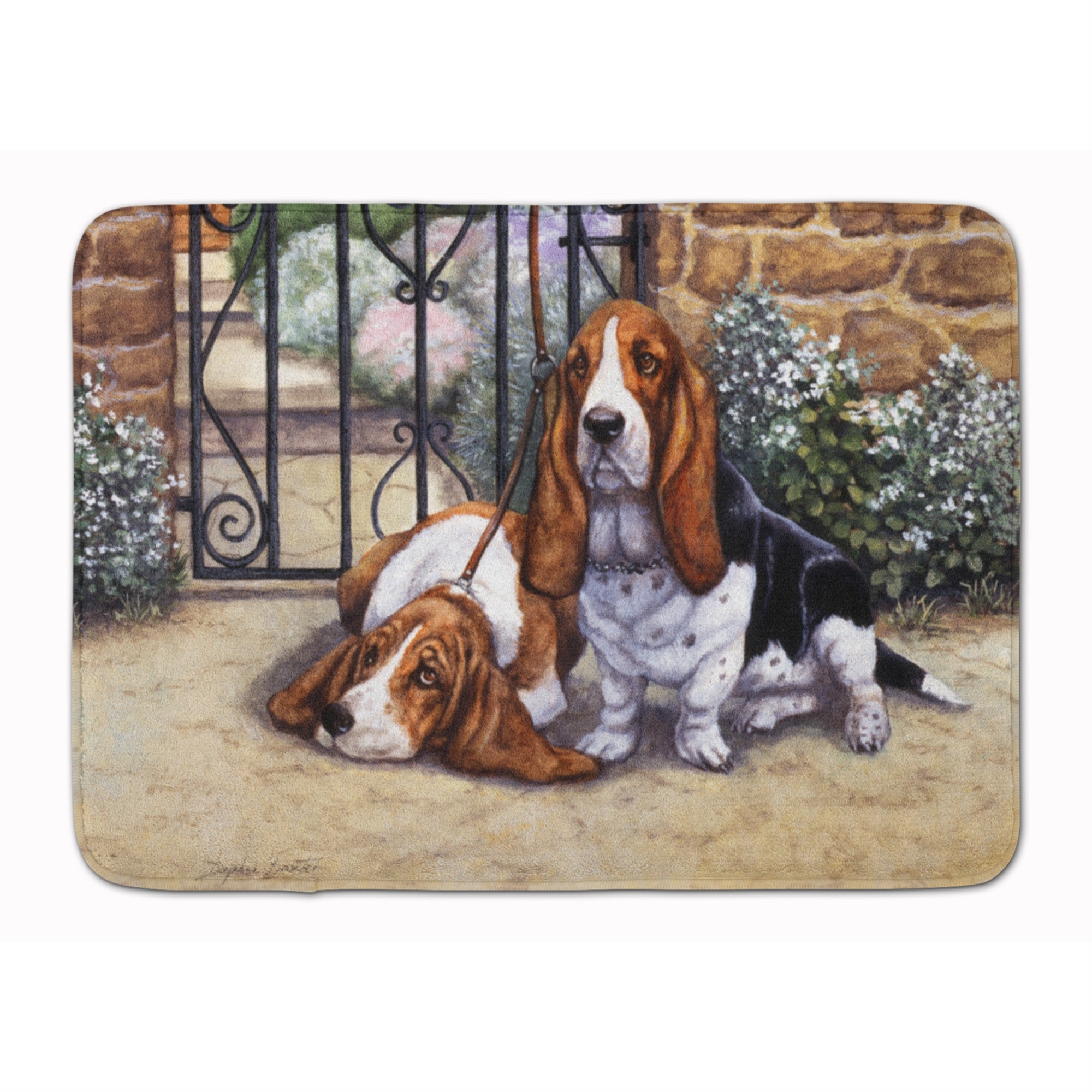 Caroline'S Treasures Basset Hound At The Gate Floor Mat, 19 X 27, Multicolor