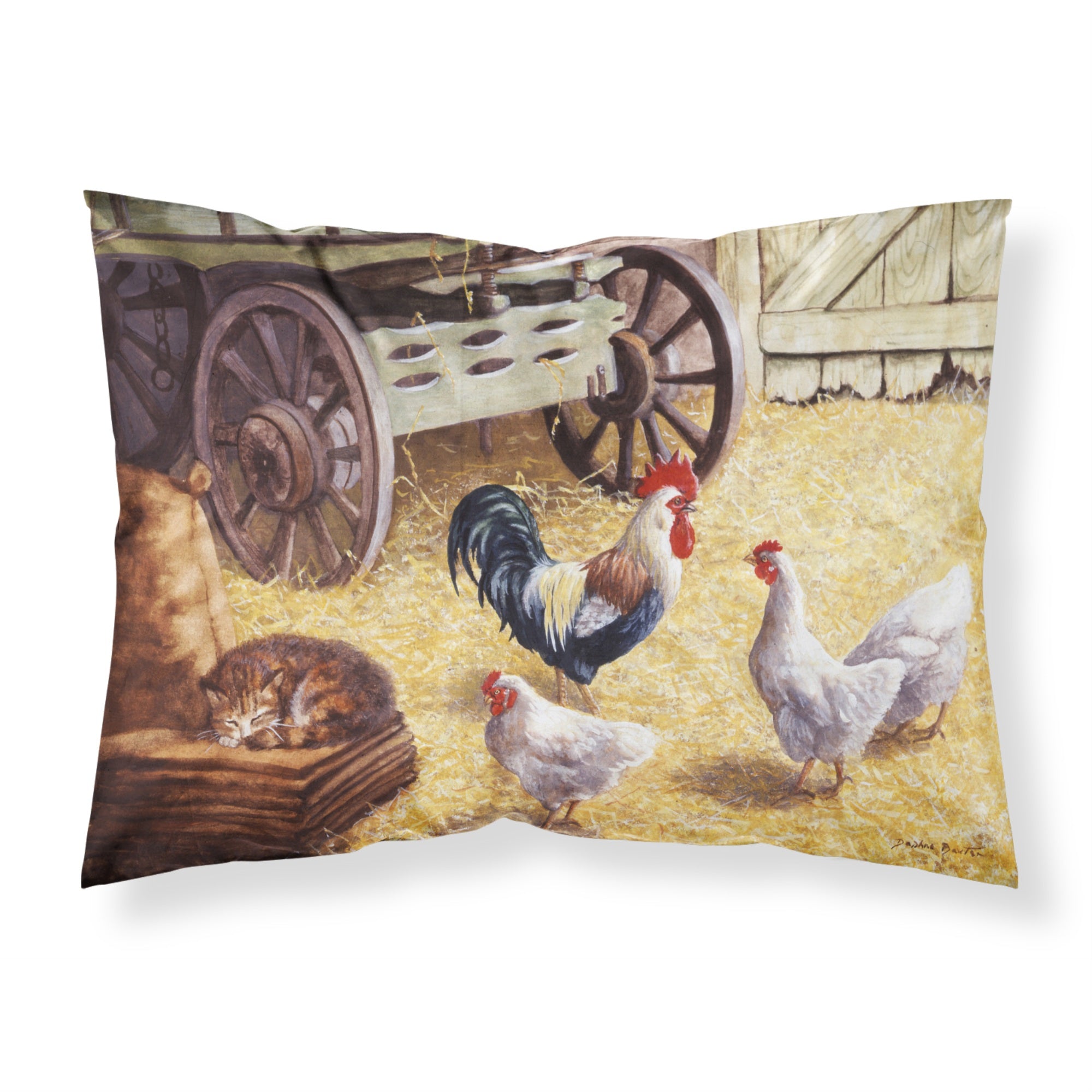 Caroline'S Treasures Rooster And Hens Chickens In The Barn Fabric Standard Pillowcase Bdba0339Pillowcase, Multicolor