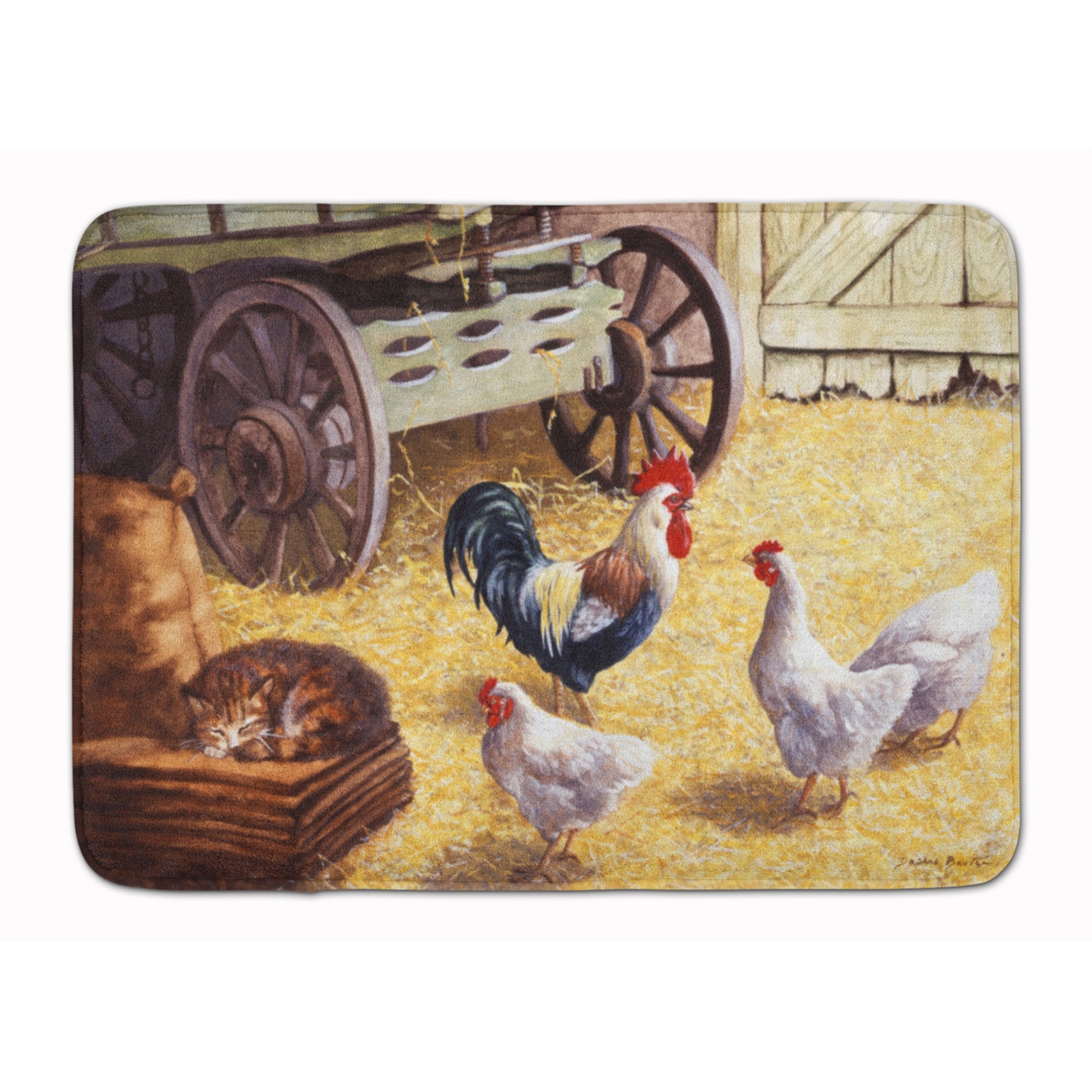 Caroline'S Treasures Rooster And Hens Chickens In The Barn Floor Mat, 19 X 27, Multicolor