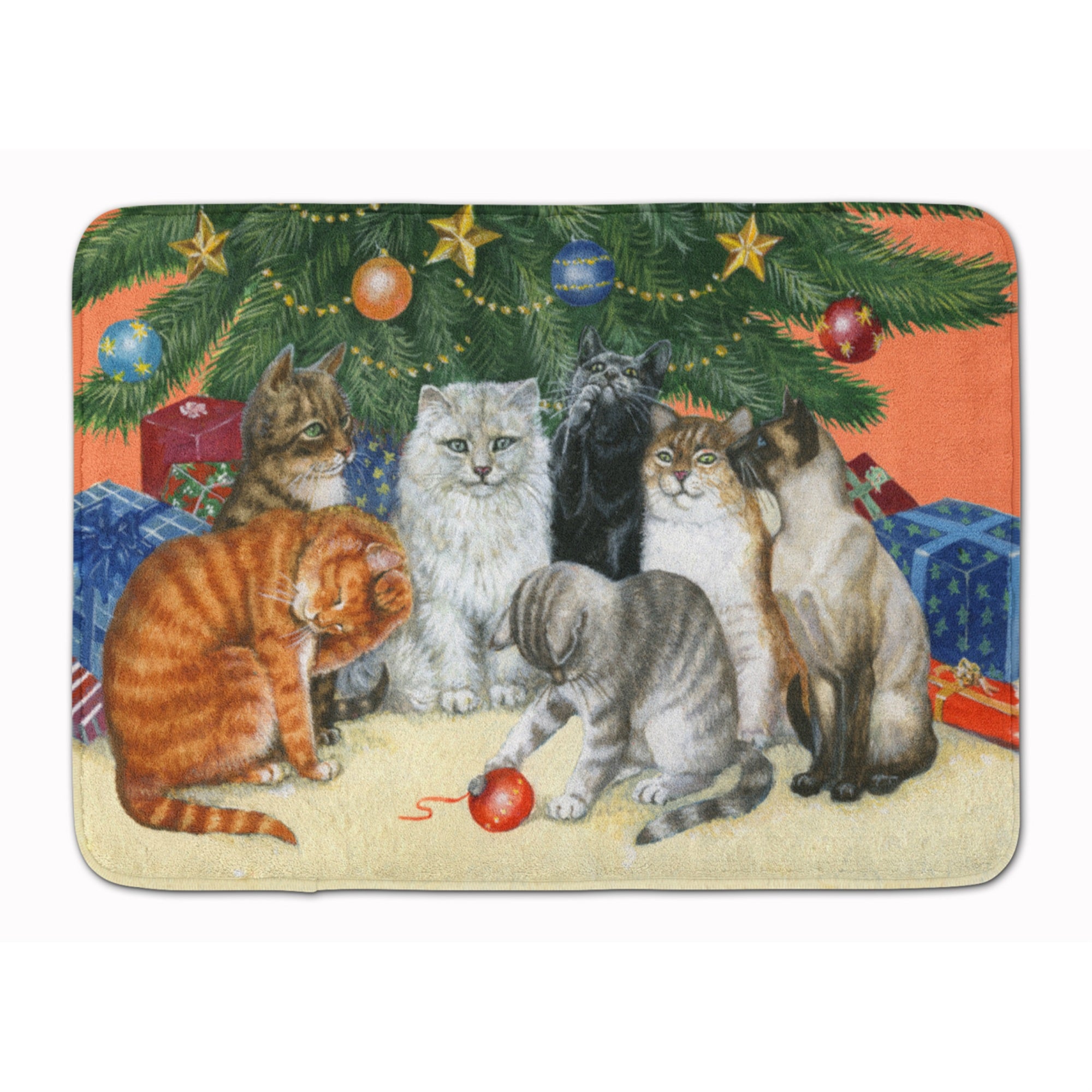 Caroline'S Treasures Cats Under The Christmas Tree Floor Mat, 19 X 27, Multicolor