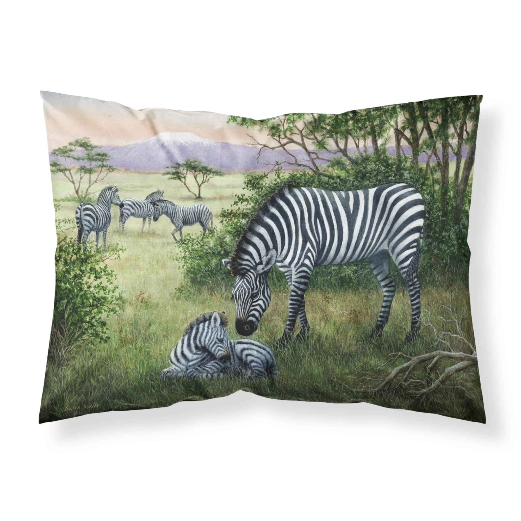 Caroline'S Treasures Zebras In The Field With Baby Fabric Standard Pillowcase Bdba0385Pillowcase, Multicolor