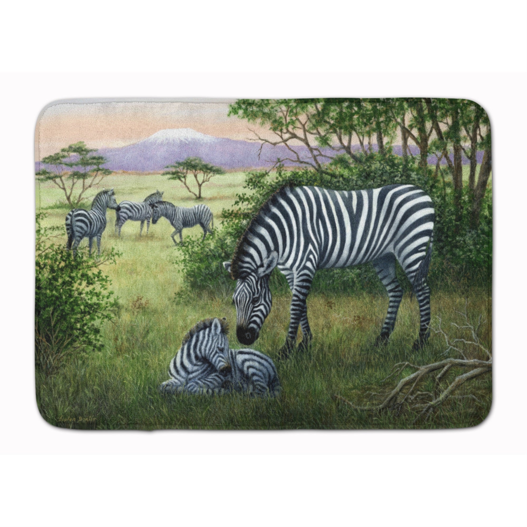 Caroline'S Treasures Zebras In The Field With Baby Floor Mat, 19 X 27, Multicolor