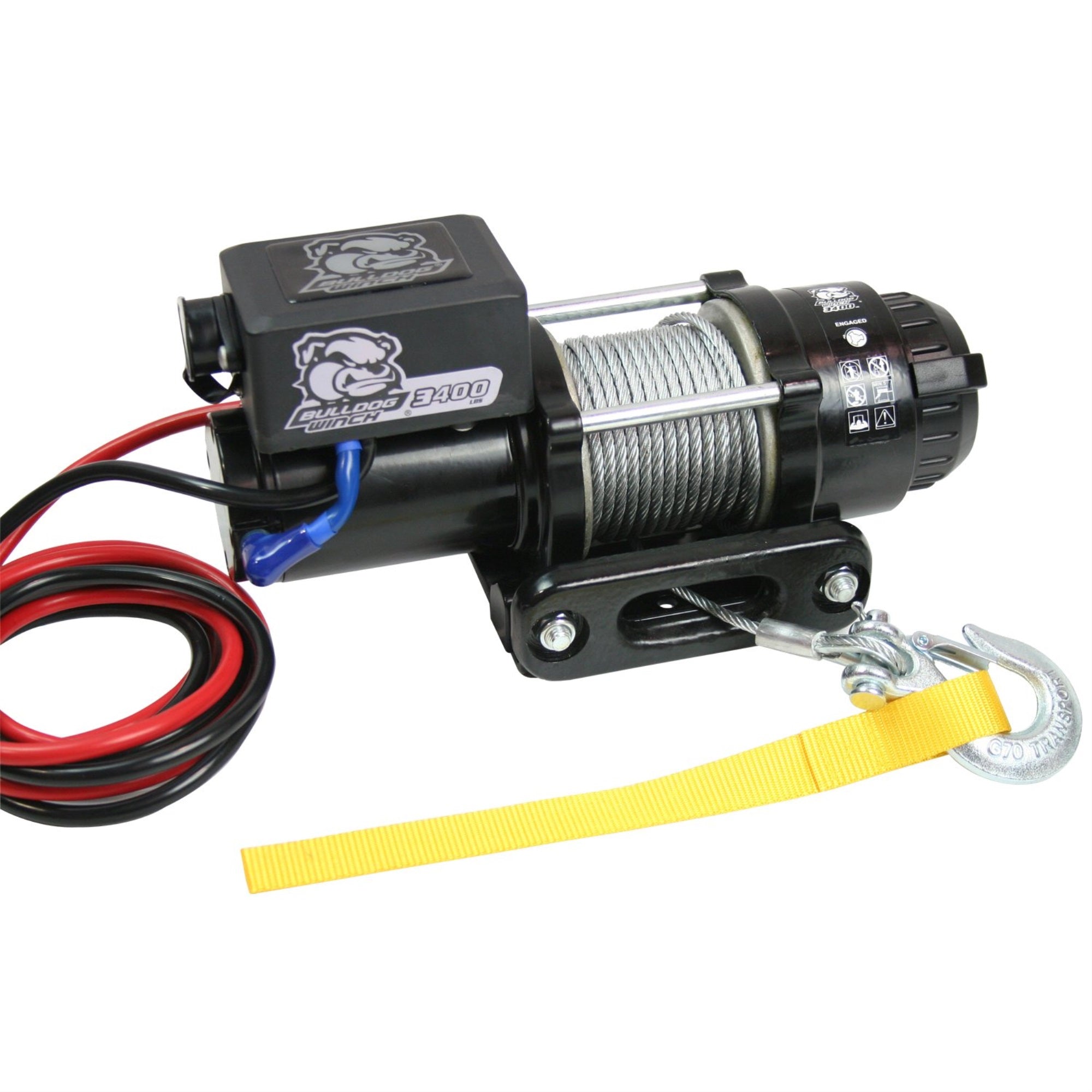 Bulldog Winch 15017 Winch (3400Lb Trailer/Utility With 45 Ft. Wire Rope, Roller Fairlead, Mounting Plate, Low Profile)