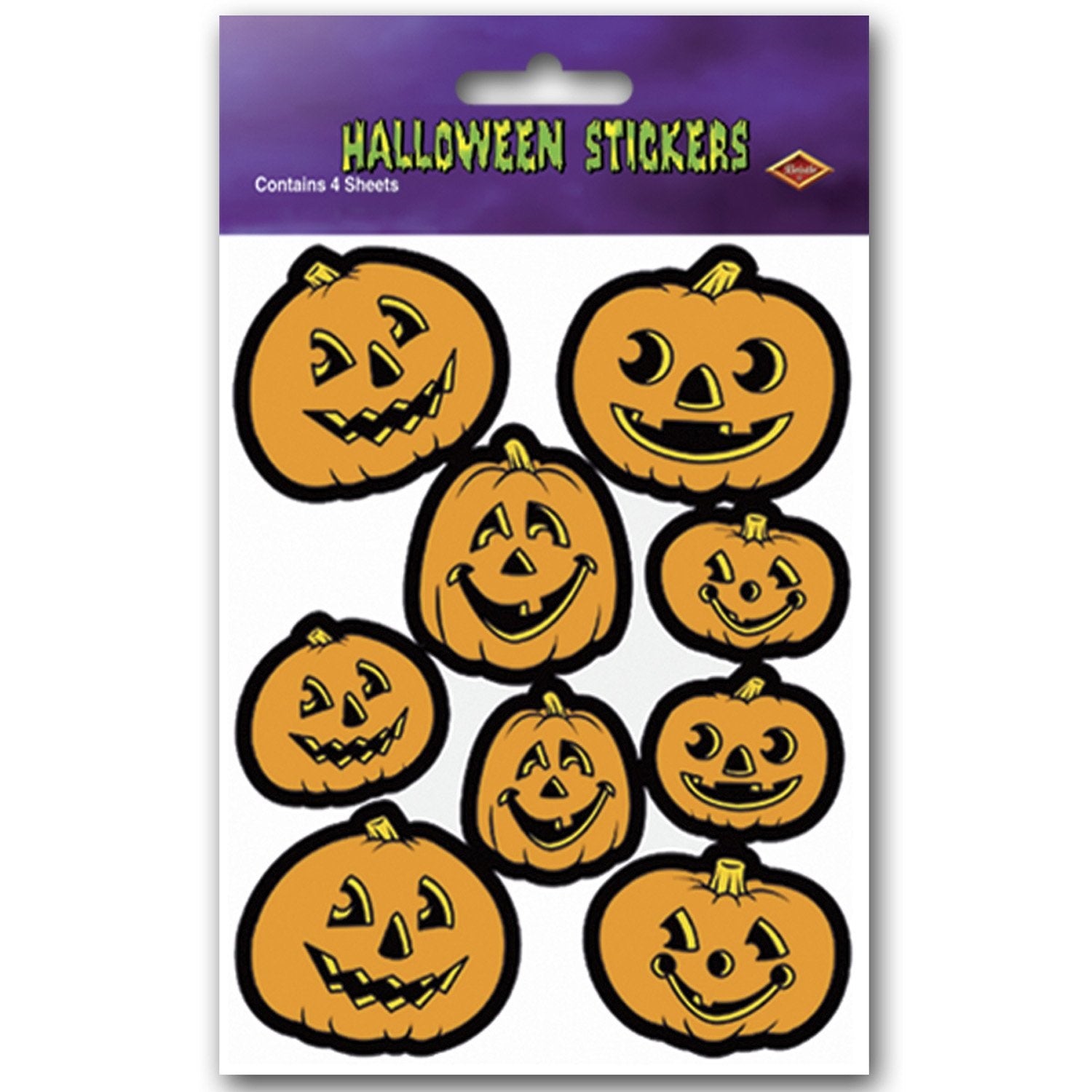 Jack-O-Lantern Stickers  (Pack Of 12)