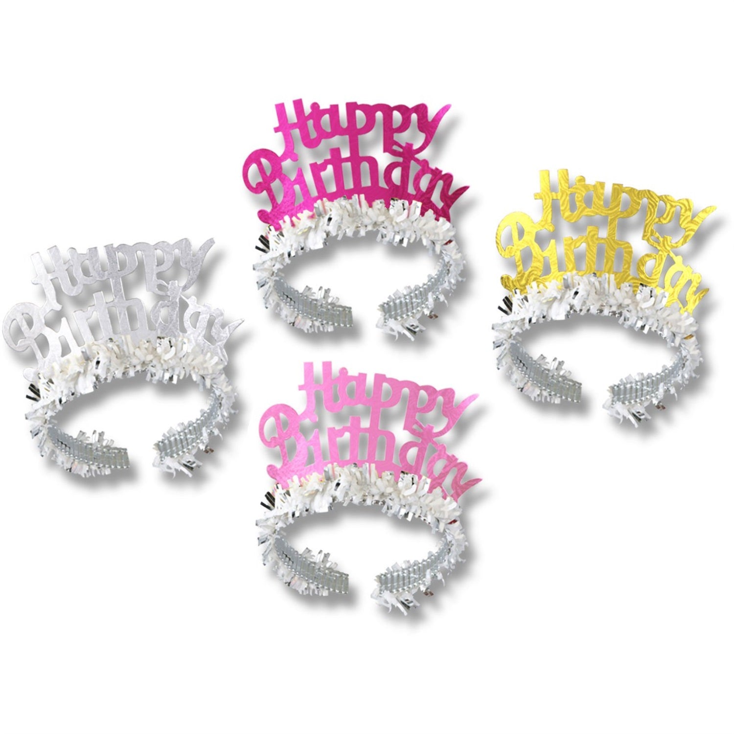 Happy Birthday Tiaras W/Fringe (Pack Of 72)