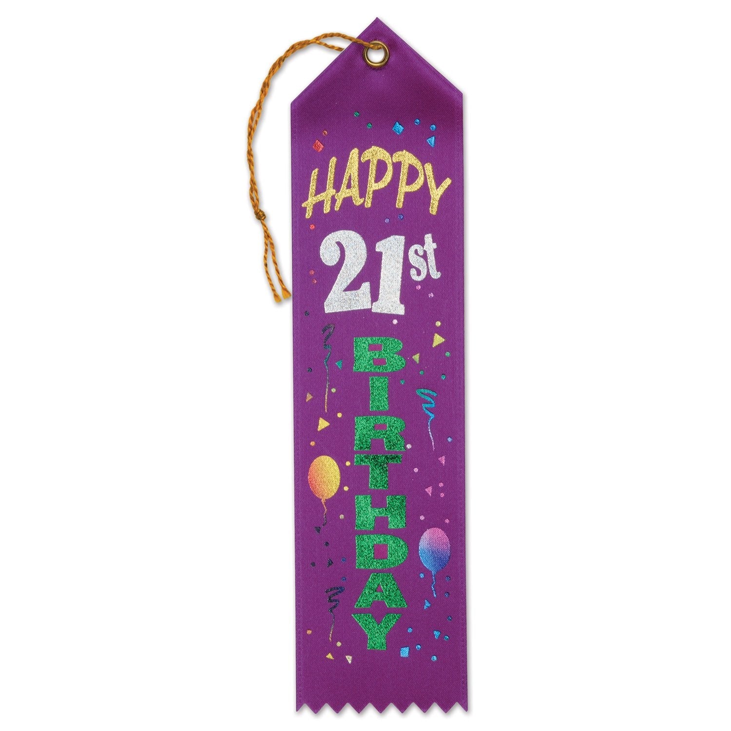 Happy 21St Birthday Award Ribbon (Pack Of 6)