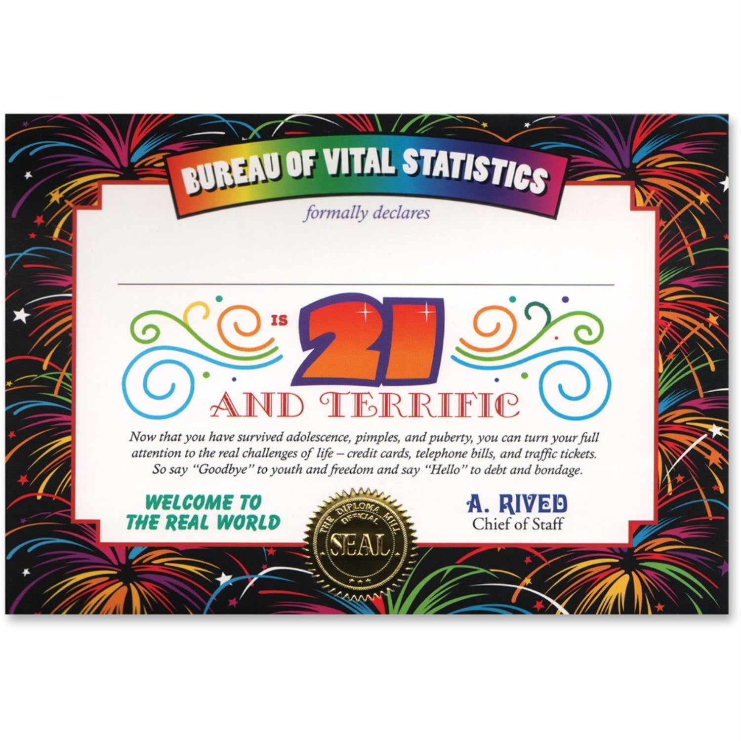 21 & Terrific Certificate (Pack Of 6)