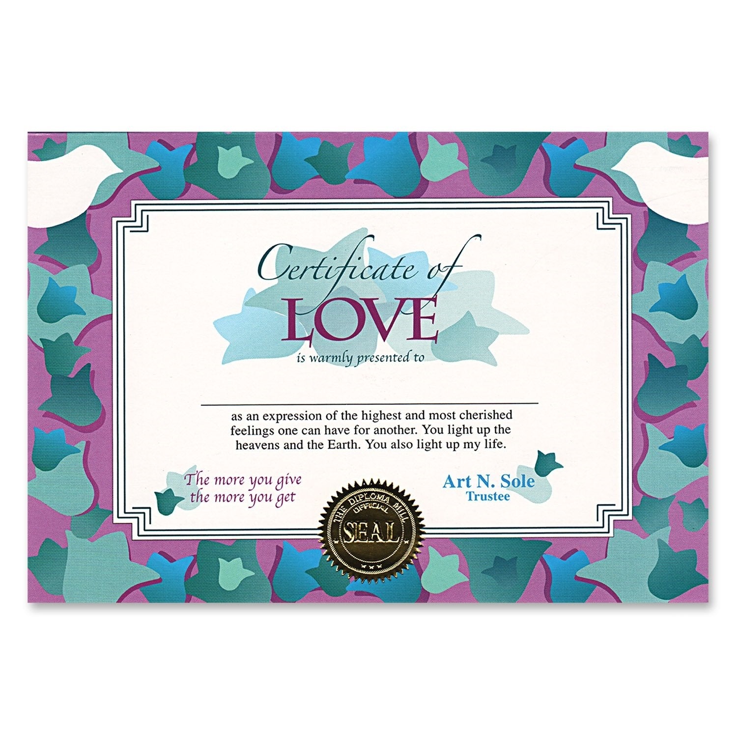 Certificate Of Love (Pack Of 6)