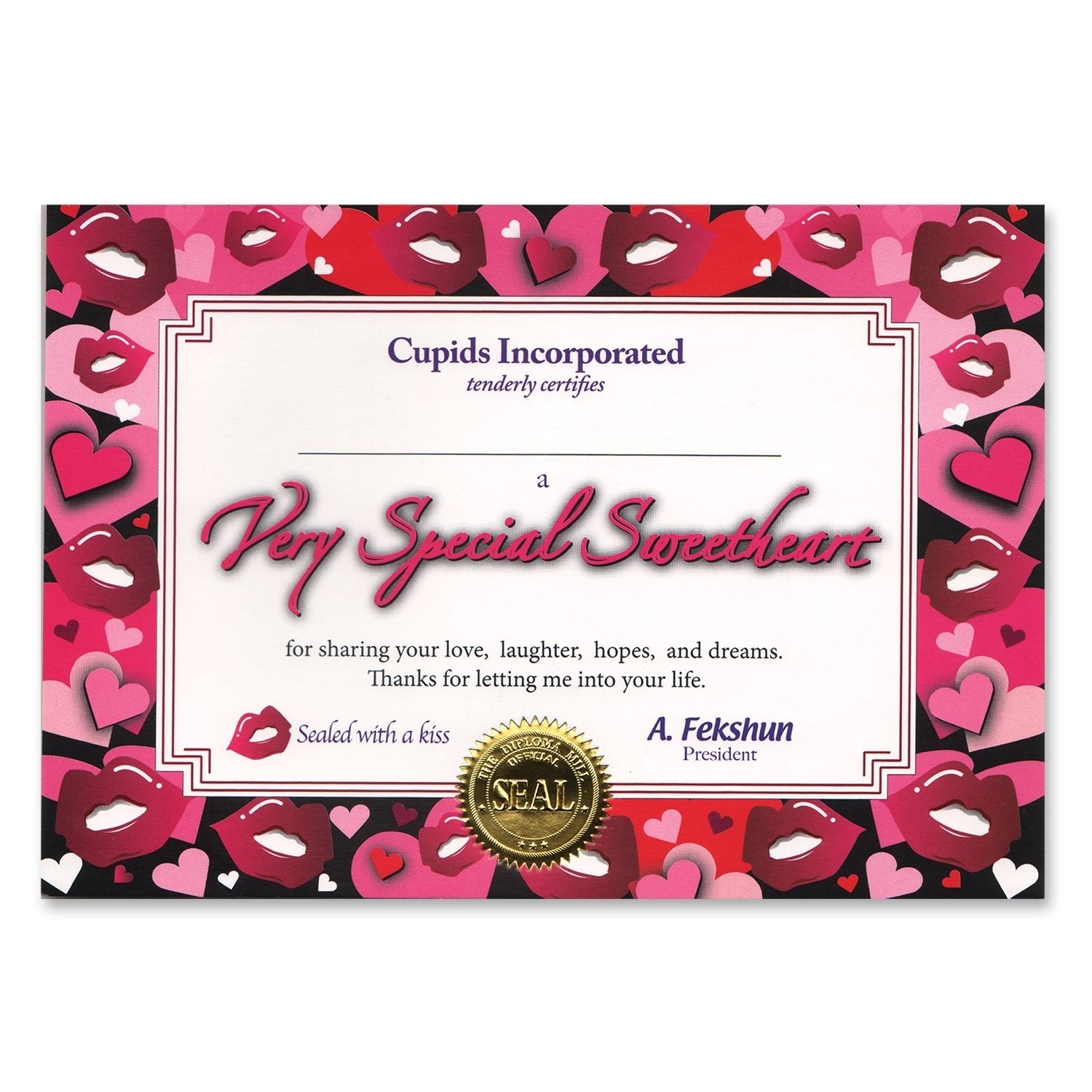 Very Special Sweetheart Certificate (Pack Of 6)