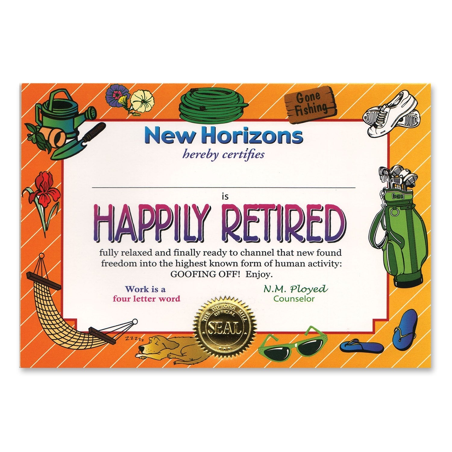Happily Retired Certificate (Pack Of 6)