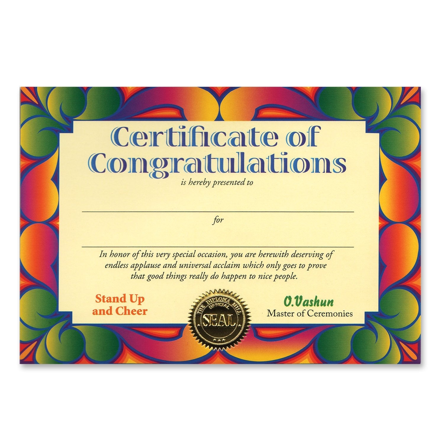 Certificate Of Congratulations (Pack Of 6)