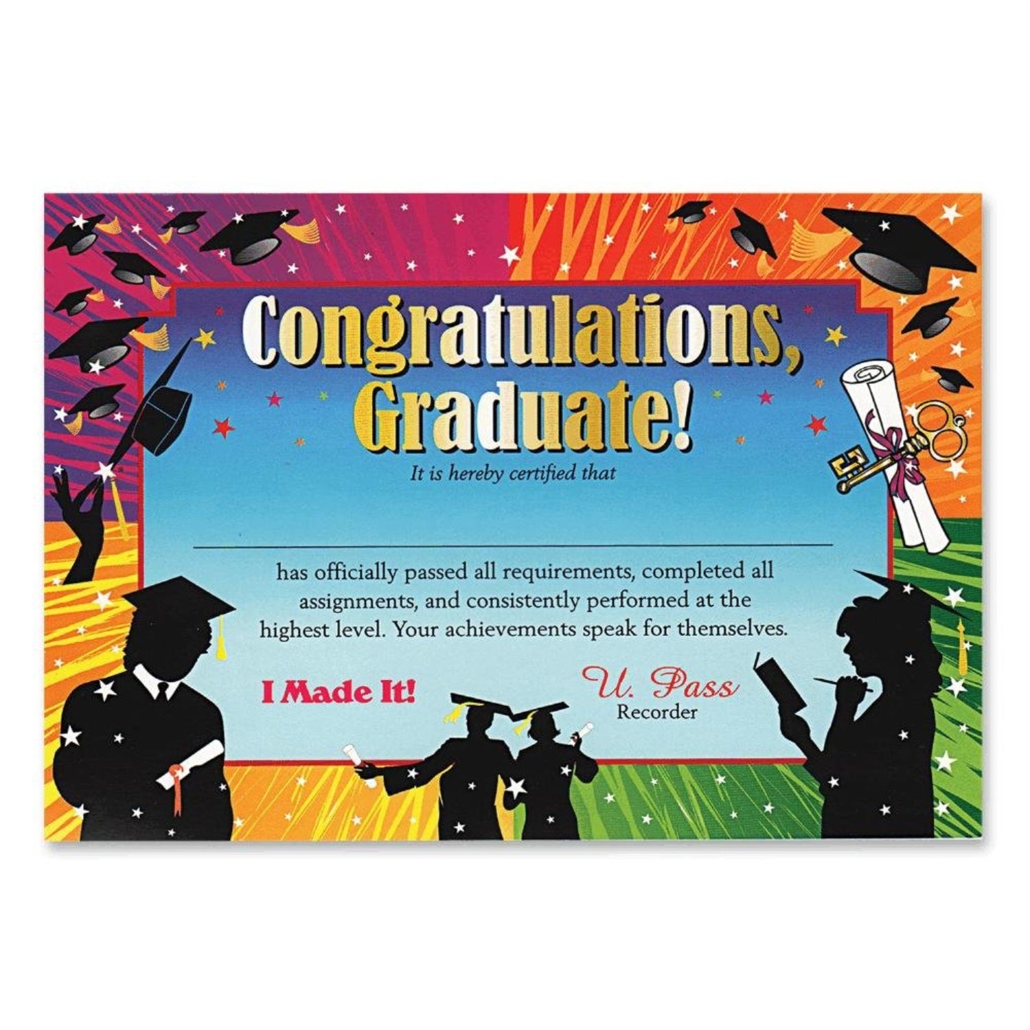 Congratulations Graduate Certificate (Pack Of 6)