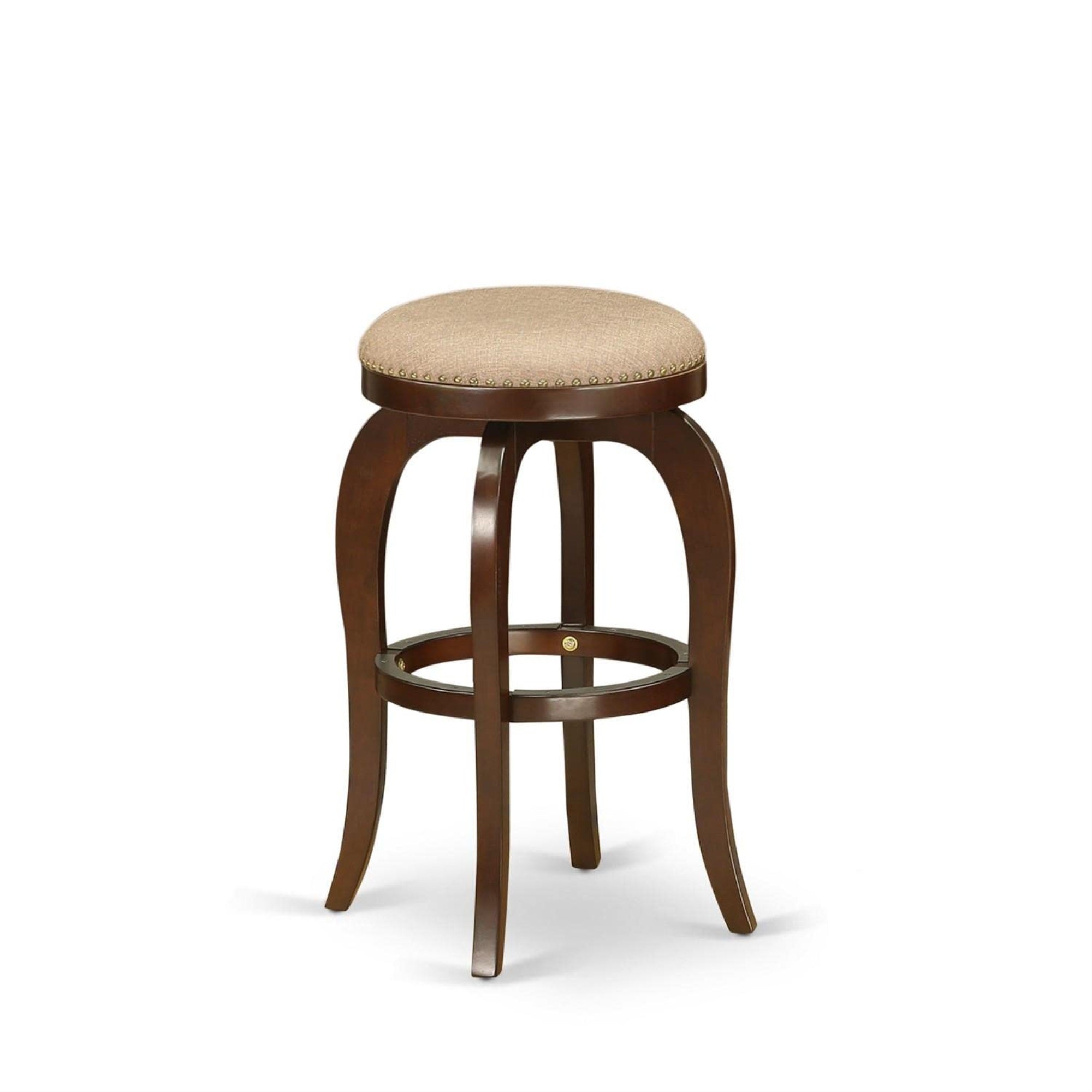 Casafoyer Bfs030-303 Bedford Counter Height Stool - Round Shape Mocha Pu Leather Upholstered Pub Height Backless Chairs, 30 Inch Height, Mahogany