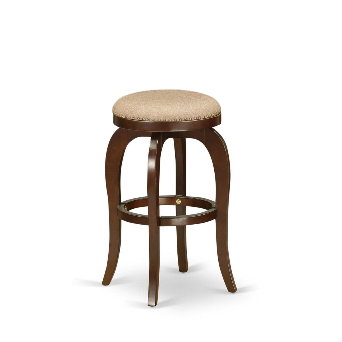 Casafoyer Bfs030-303 Bedford Counter Height Stool - Round Shape Mocha Pu Leather Upholstered Pub Height Backless Chairs, 30 Inch Height, Mahogany