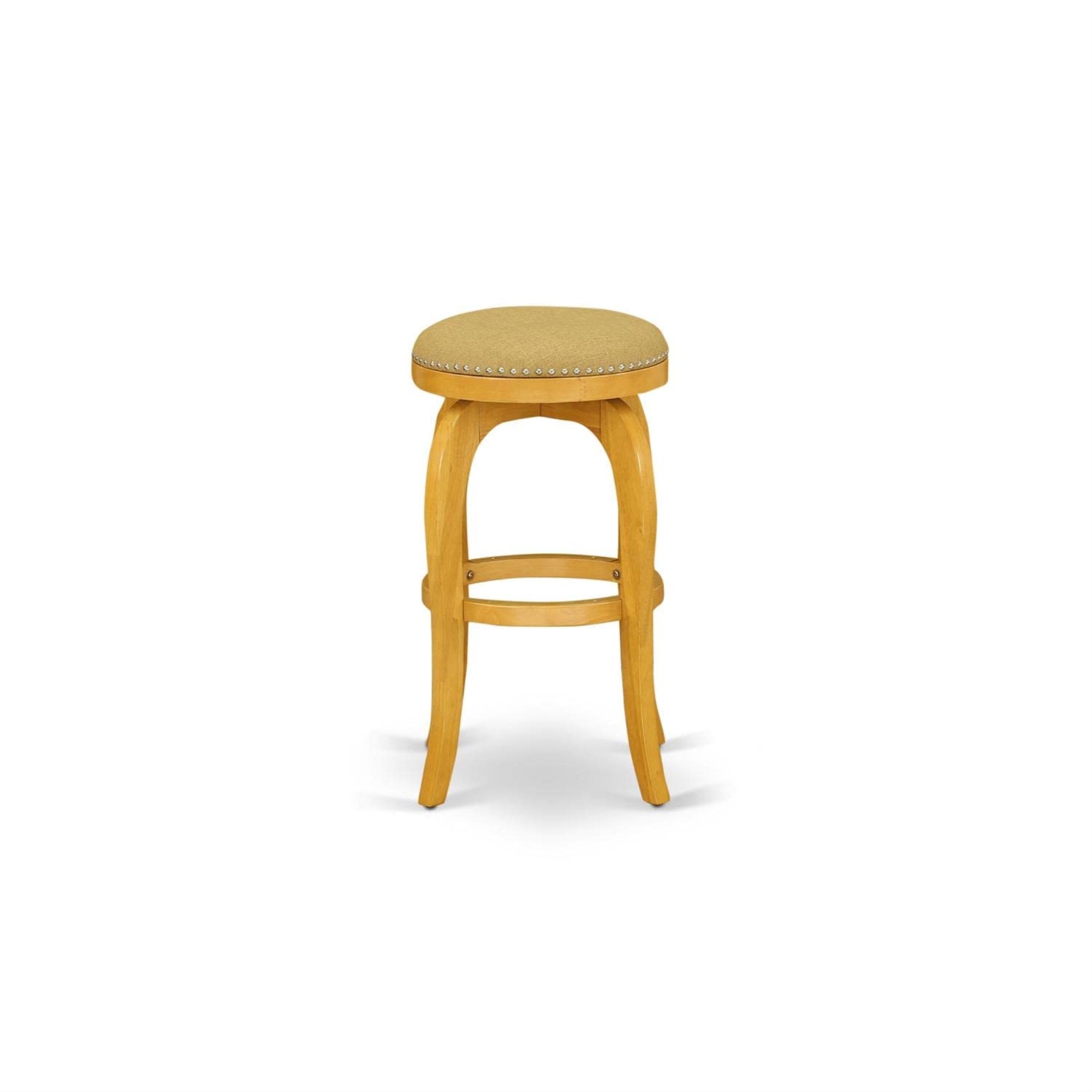 Yardlio Elegant Solid Rubber Wood Kitchen Bar Stool - Durable Mahogany Finish, Faux Leather Seat - Set Of 2