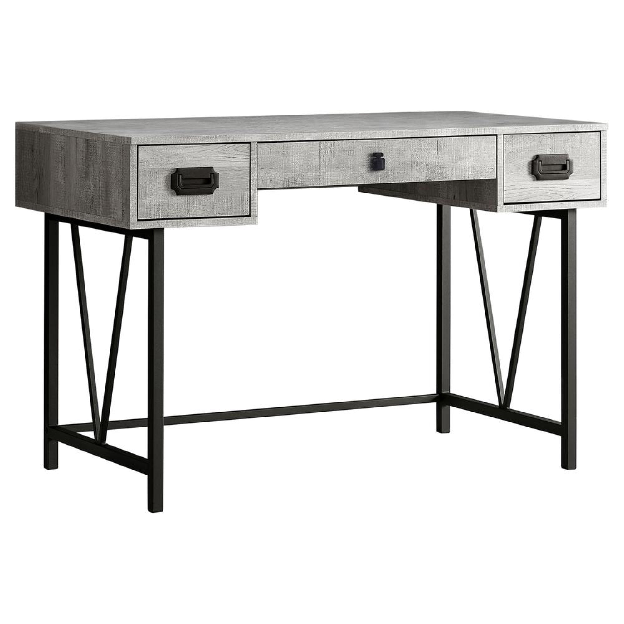 COMPUTER DESK - 48L / GREY RECLAIMED WOOD LOOK / BLACK METAL BASE