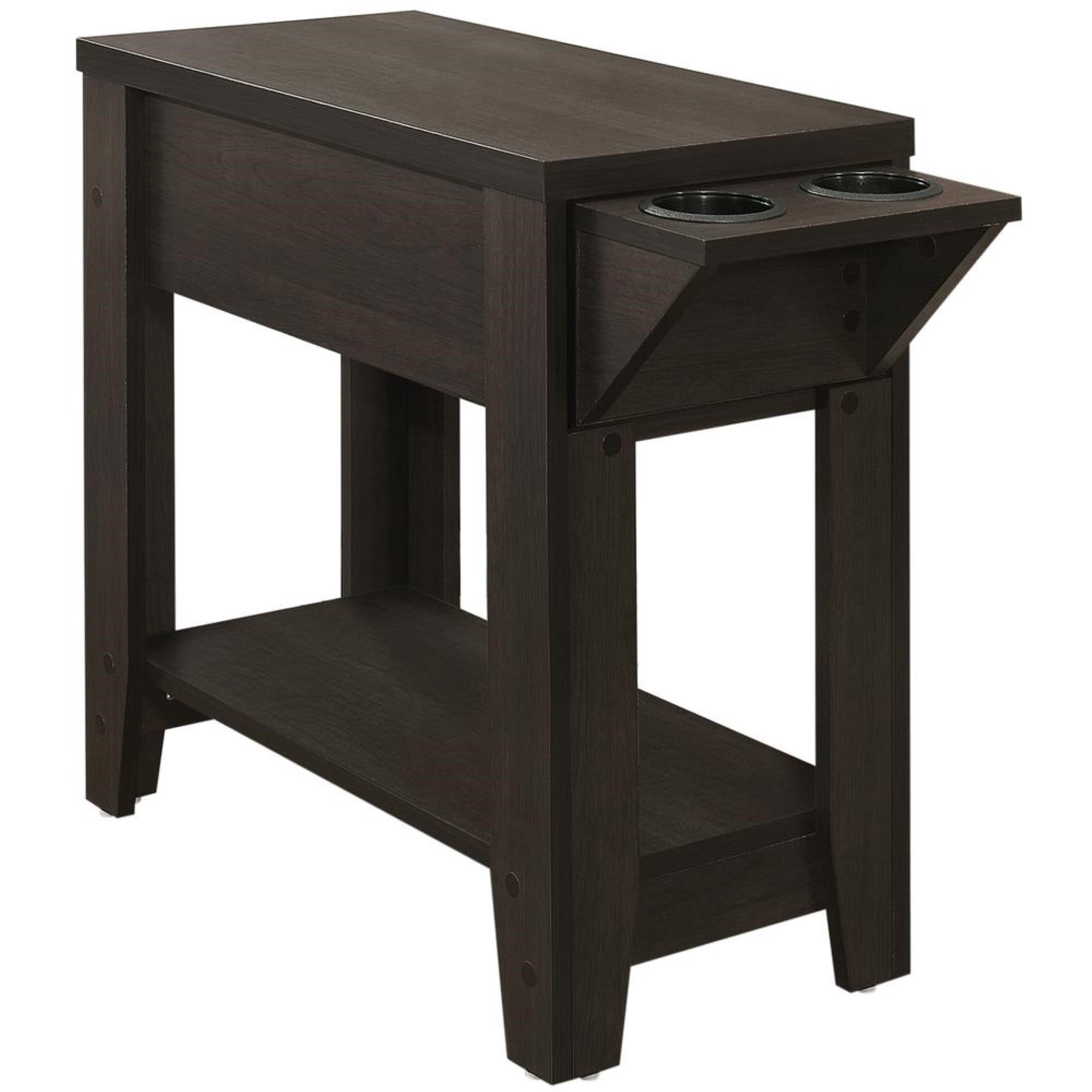 ACCENT TABLE - 23″H / CAPPUCCINO WITH A GLASS HOLDER