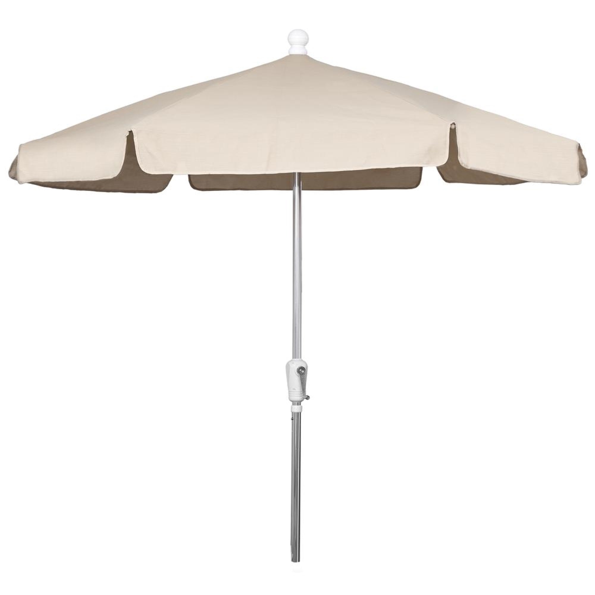 7.5 Hex Home Garden  Umbrella 6 Rib Crank Bright Aluminum with Beige Vinyl Coated Weave Canopy