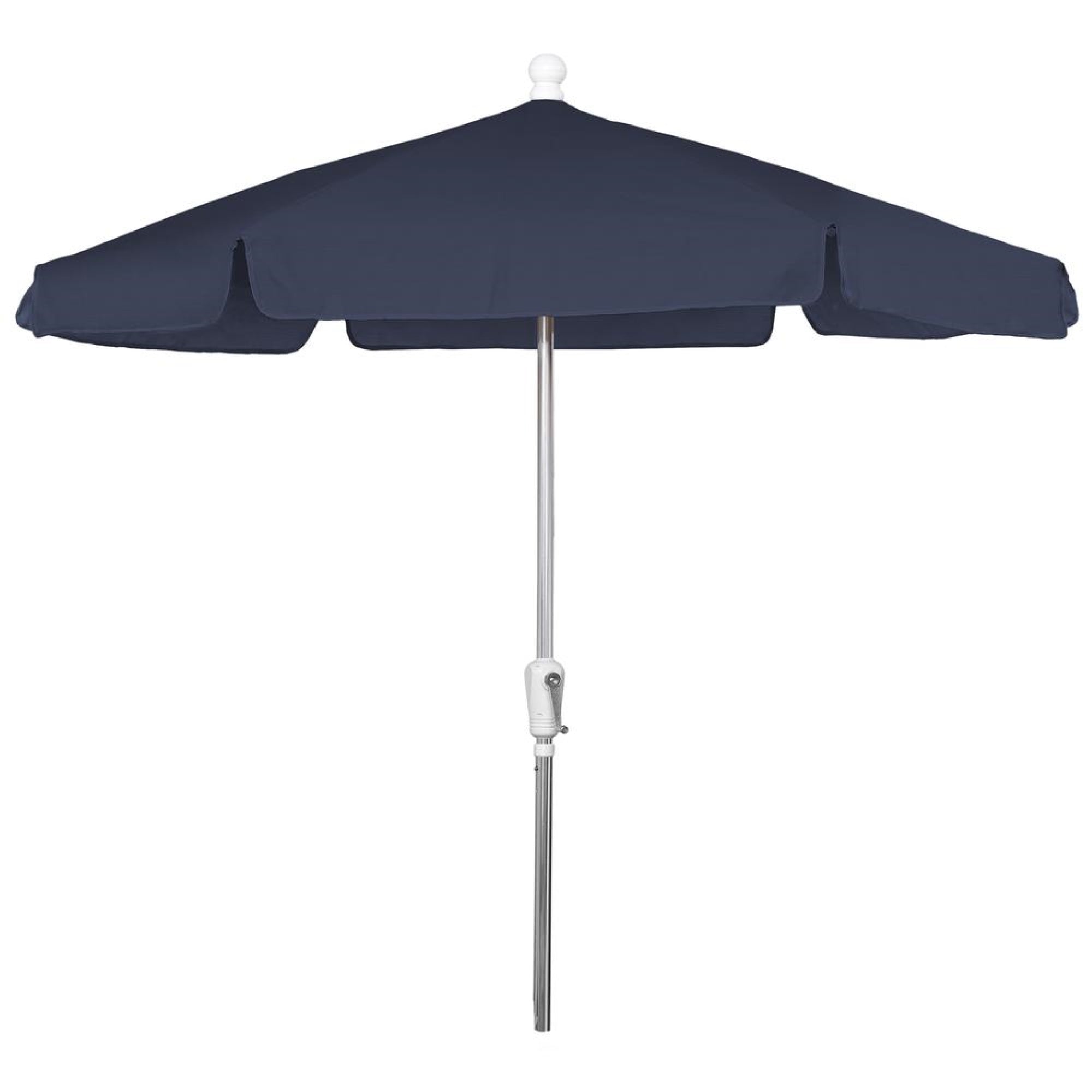 7.5 Hex Home Garden  Umbrella 6 Rib Crank Bright Aluminum with Navy Blue Vinyl Coated Weave Canopy