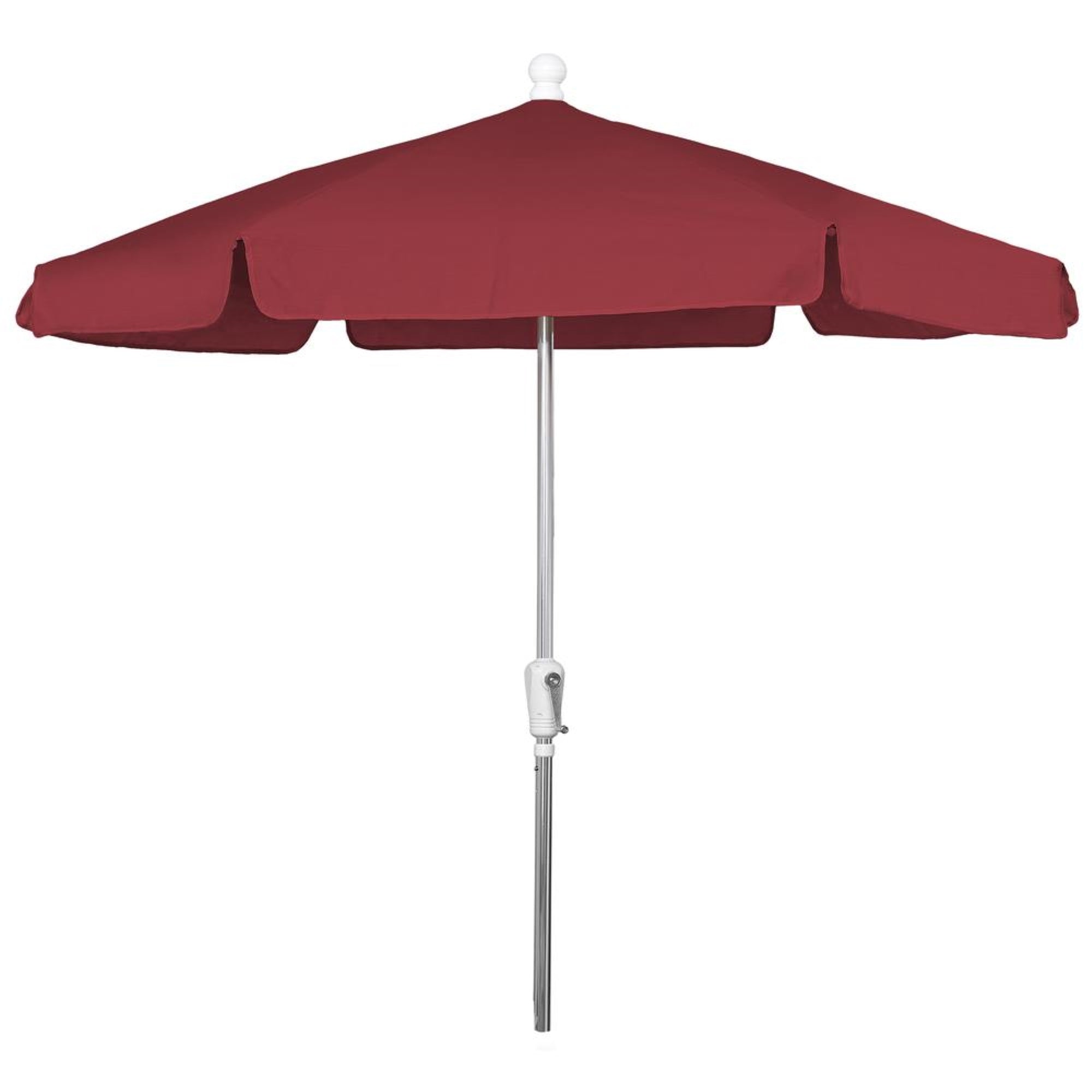 7.5 Hex Home Garden  Umbrella 6 Rib Crank Bright Aluminum with Red Vinyl Coated Weave Canopy