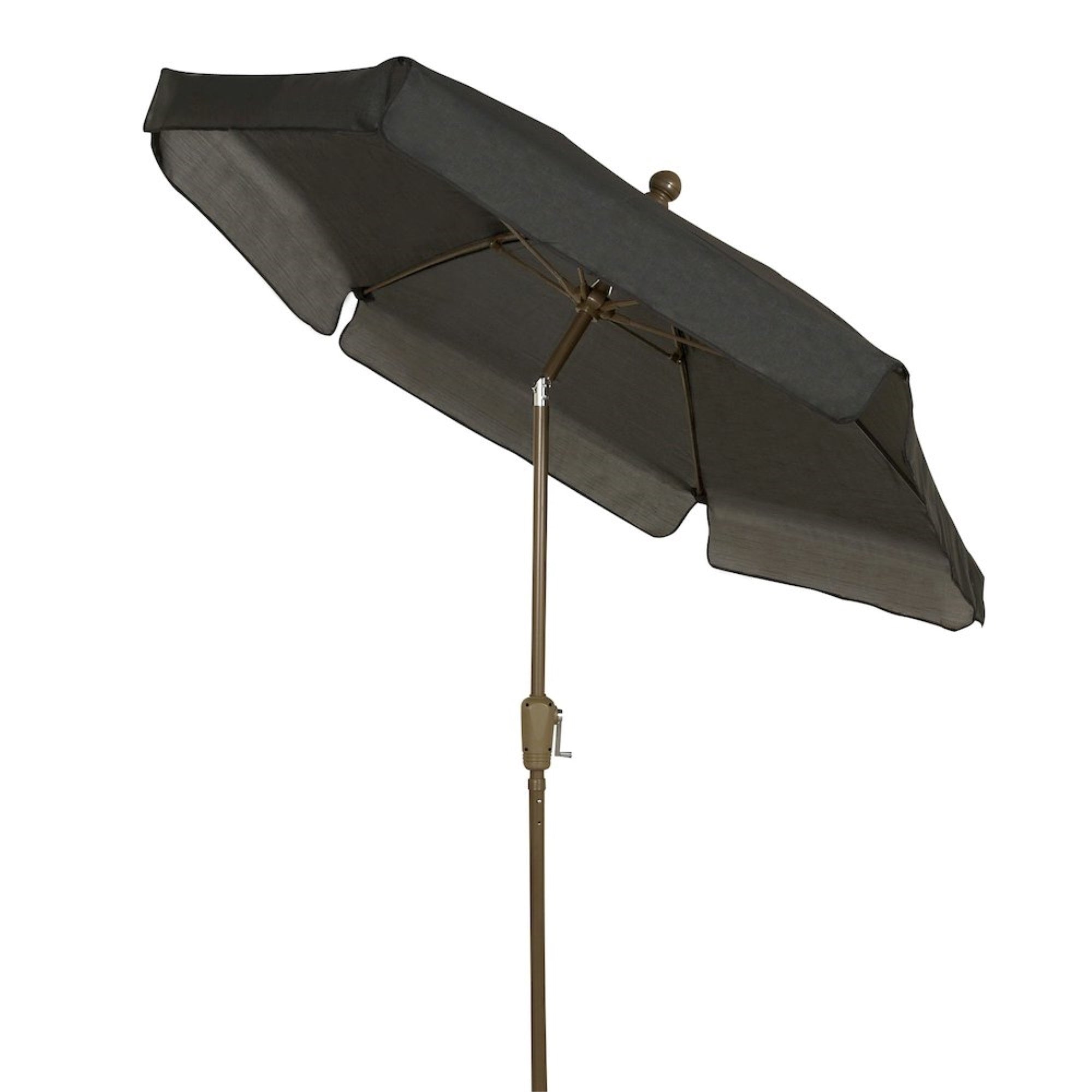7.5' Hex Home Garden Tilt Umbrella 6 Rib Crank Champagne Bronze with Black Vinyl Coated Weave Canopy