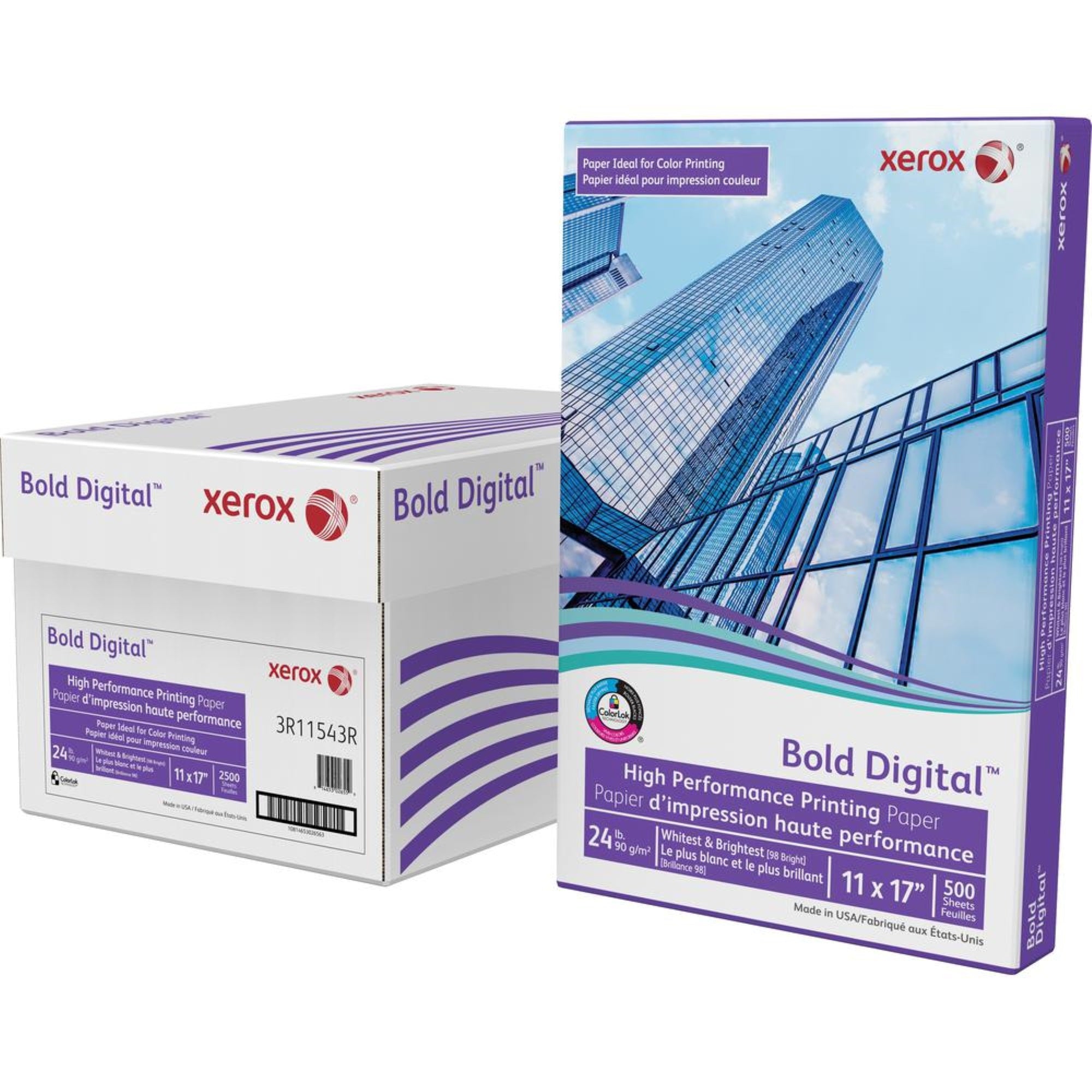 Xerox Bold Digital High Performance Paper - White - 98 Brightness11″ x 17″ - 24 lb Basis Weight - 500 / Ream