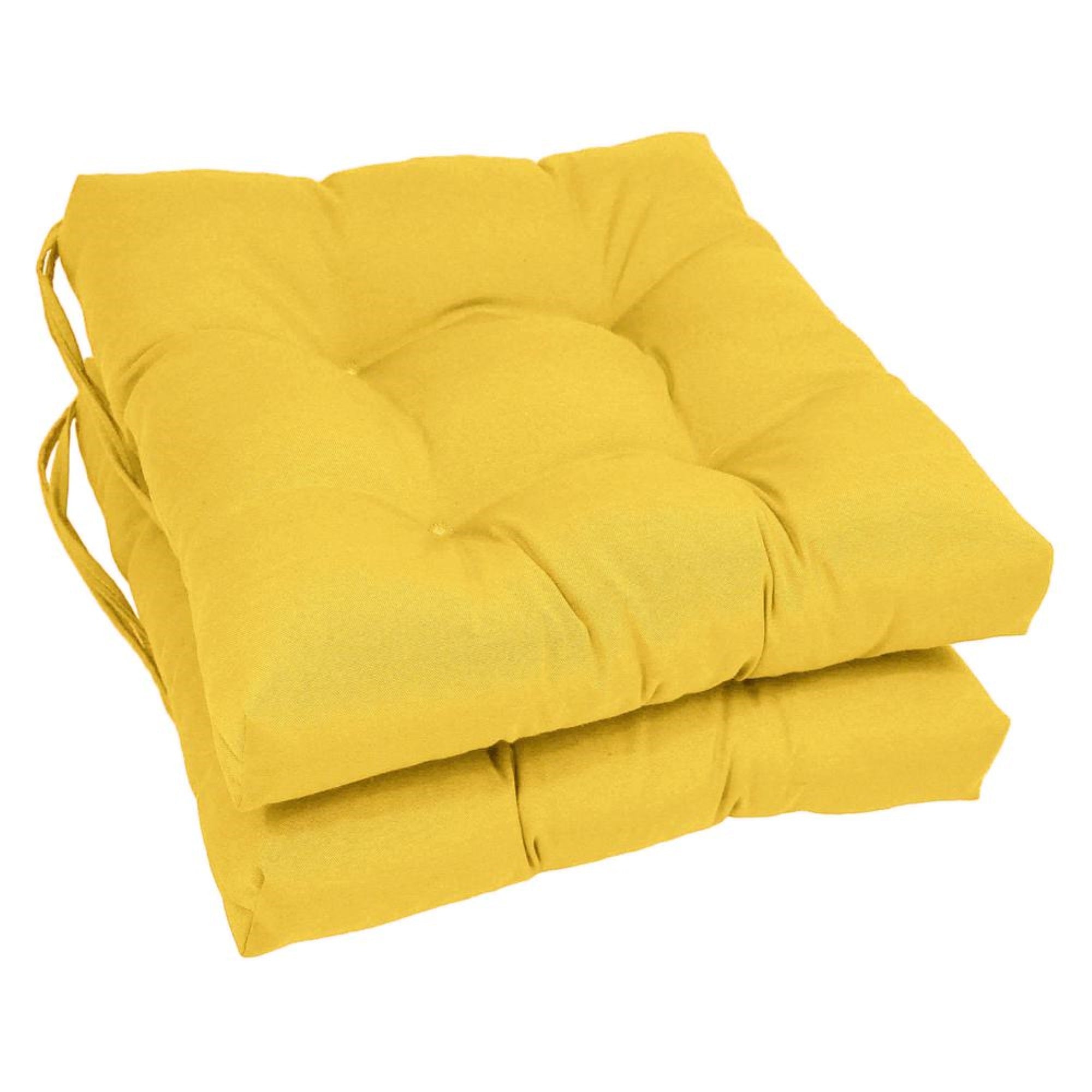 16-inch Solid Twill Square Tufted Chair Cushions (Set of 2)