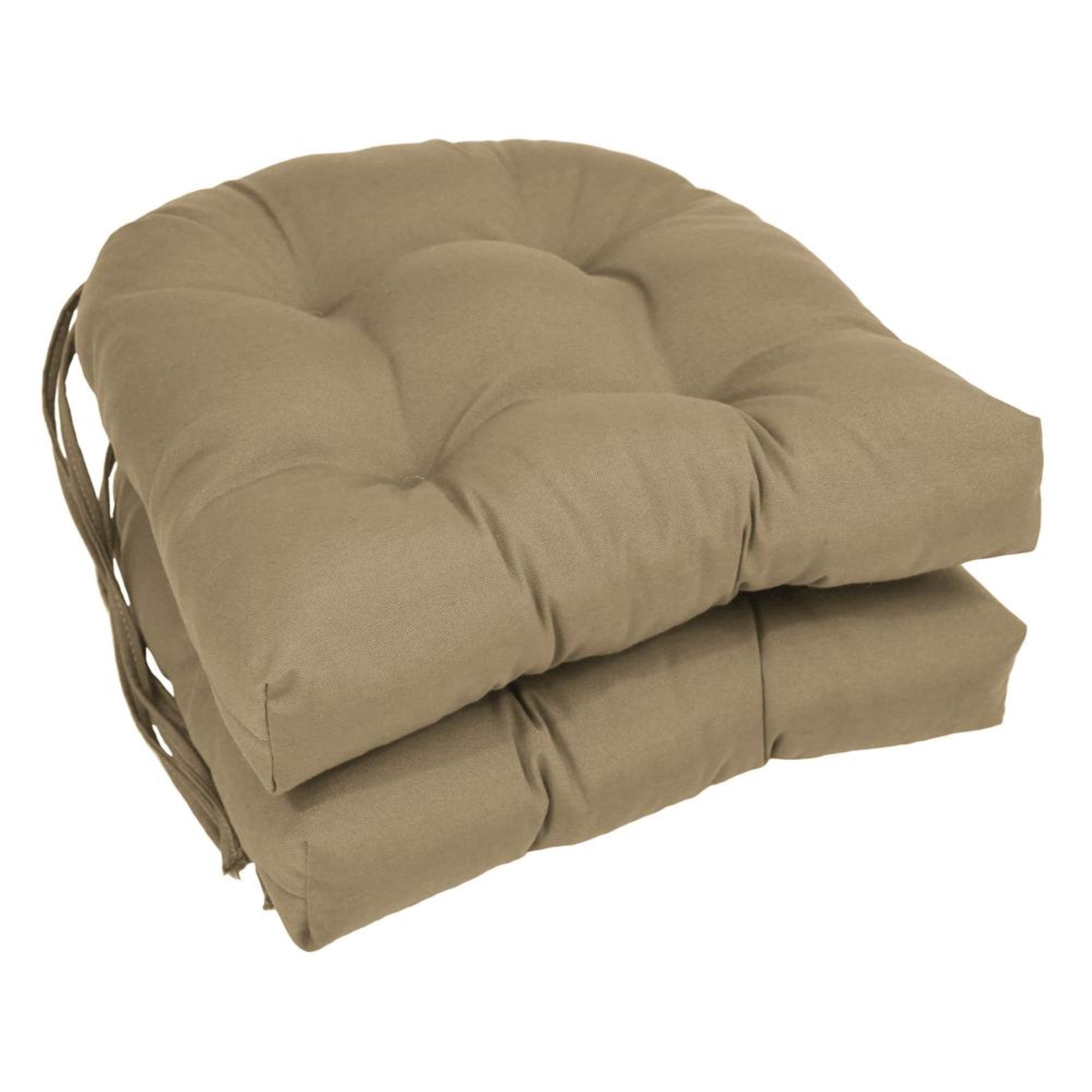 16-inch Solid Twill U-shaped Tufted Chair Cushions (Set of 2)