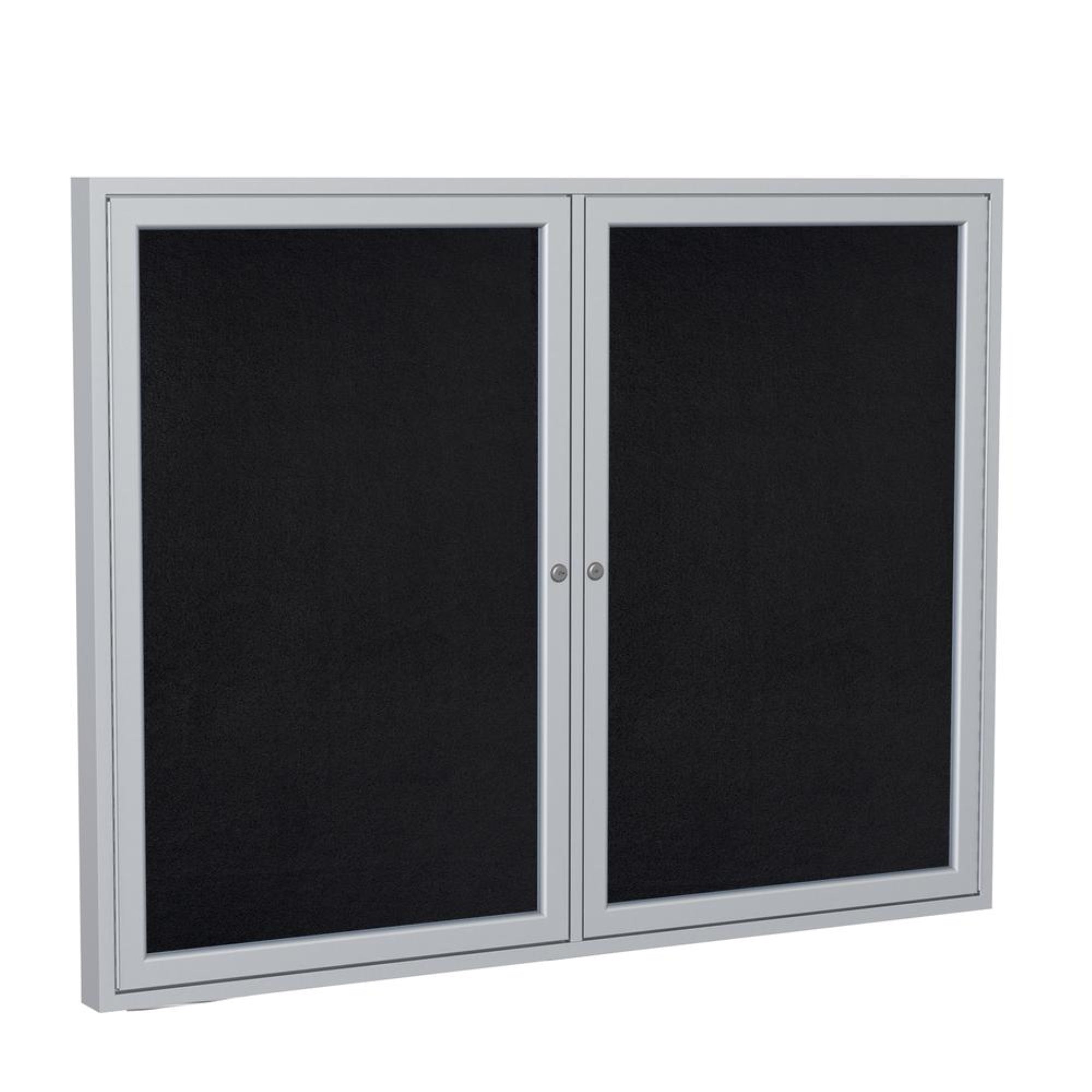 48″x60″ 2-Dr Satin Alum Fr Enclosed Recycled Rubber Bulletin Board - Black