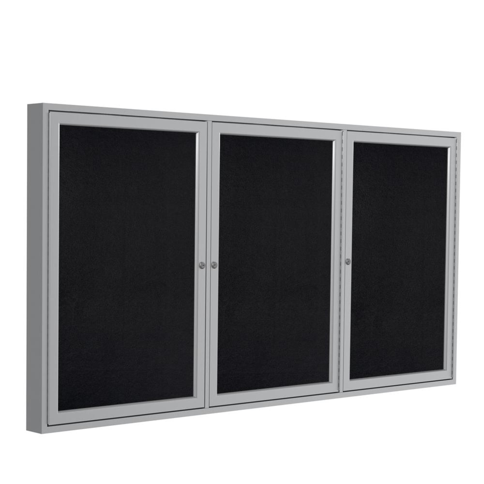 48″x72″ 3-Dr Satin Alum Fr Enclosed Recycled Rubber Bulletin Board - Black
