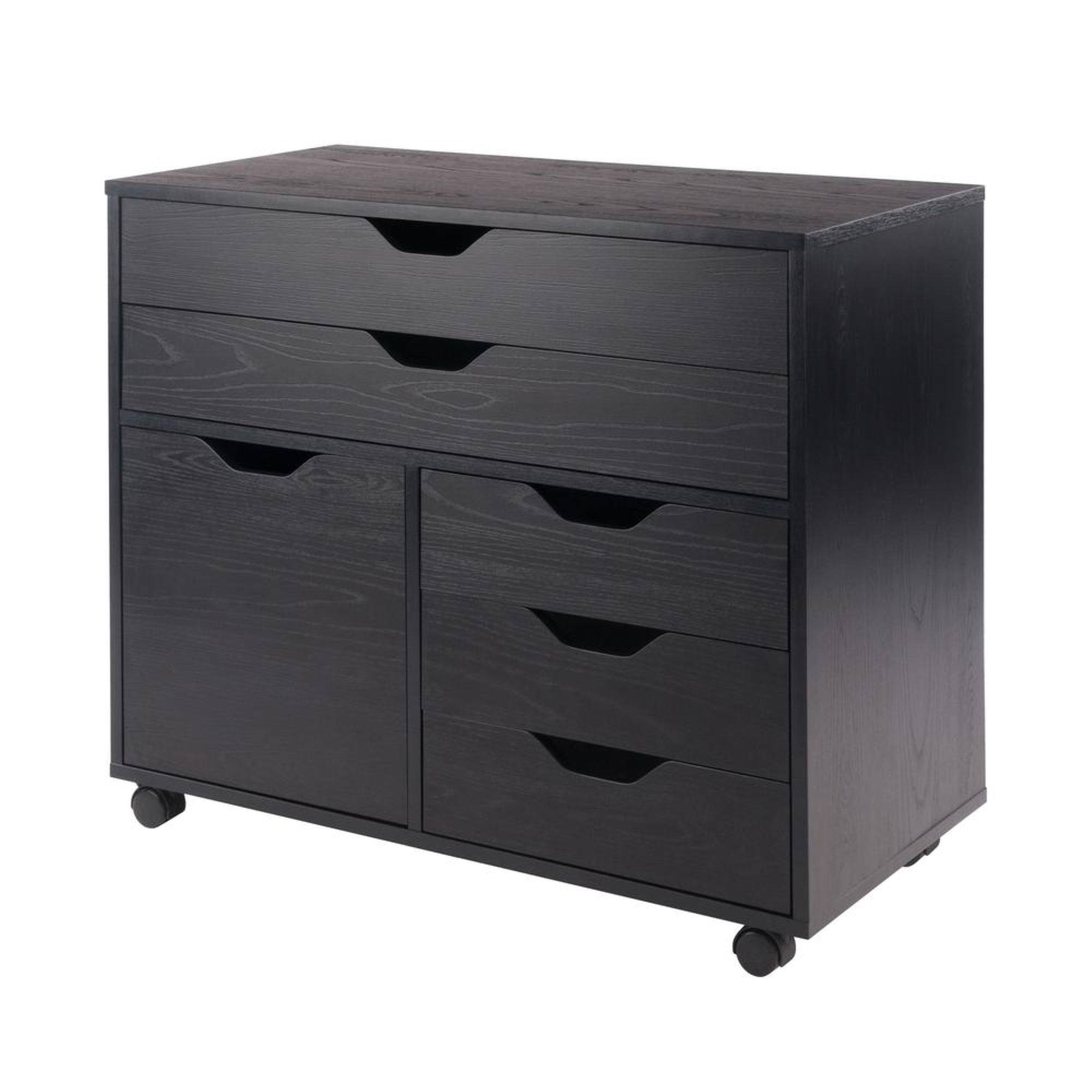 Halifax 3 Section Mobile Storage Cabinet, Black