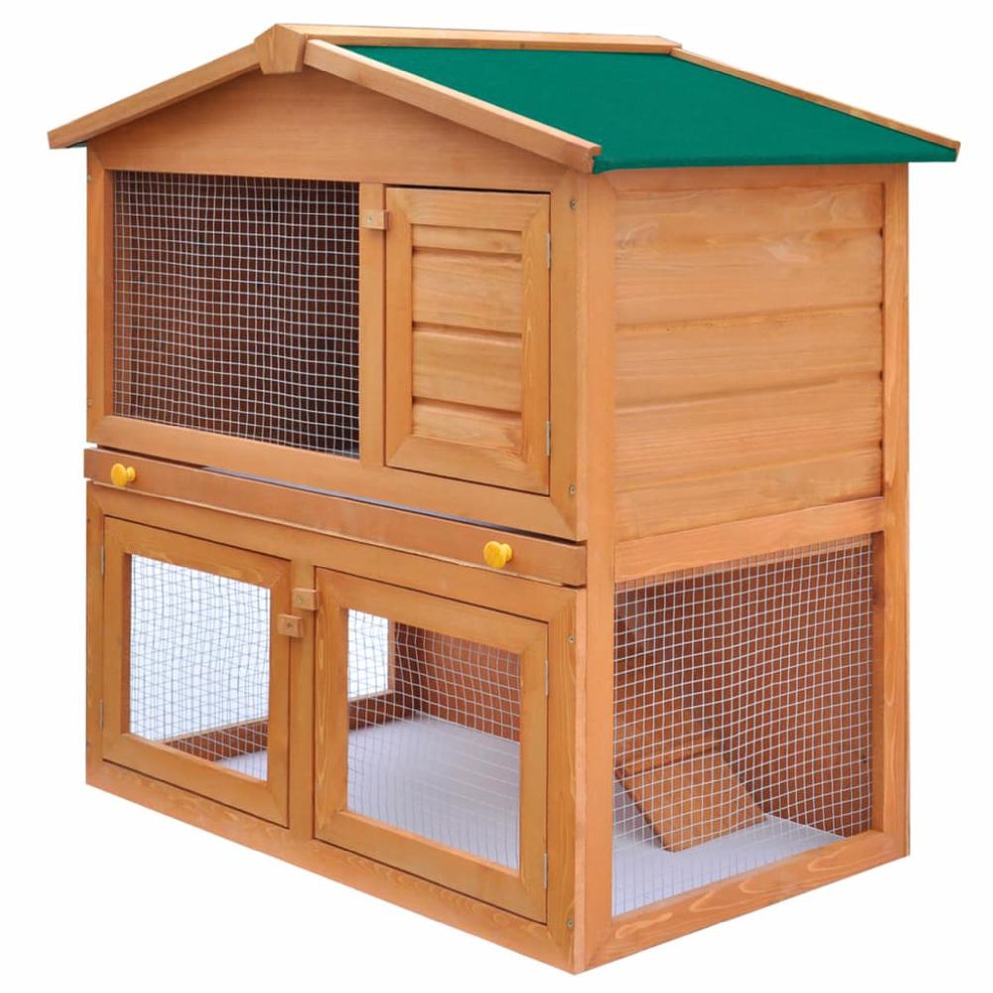 Outdoor Rabbit Hutch Small Animal House Pet Cage 3 Doors Wood, 170160