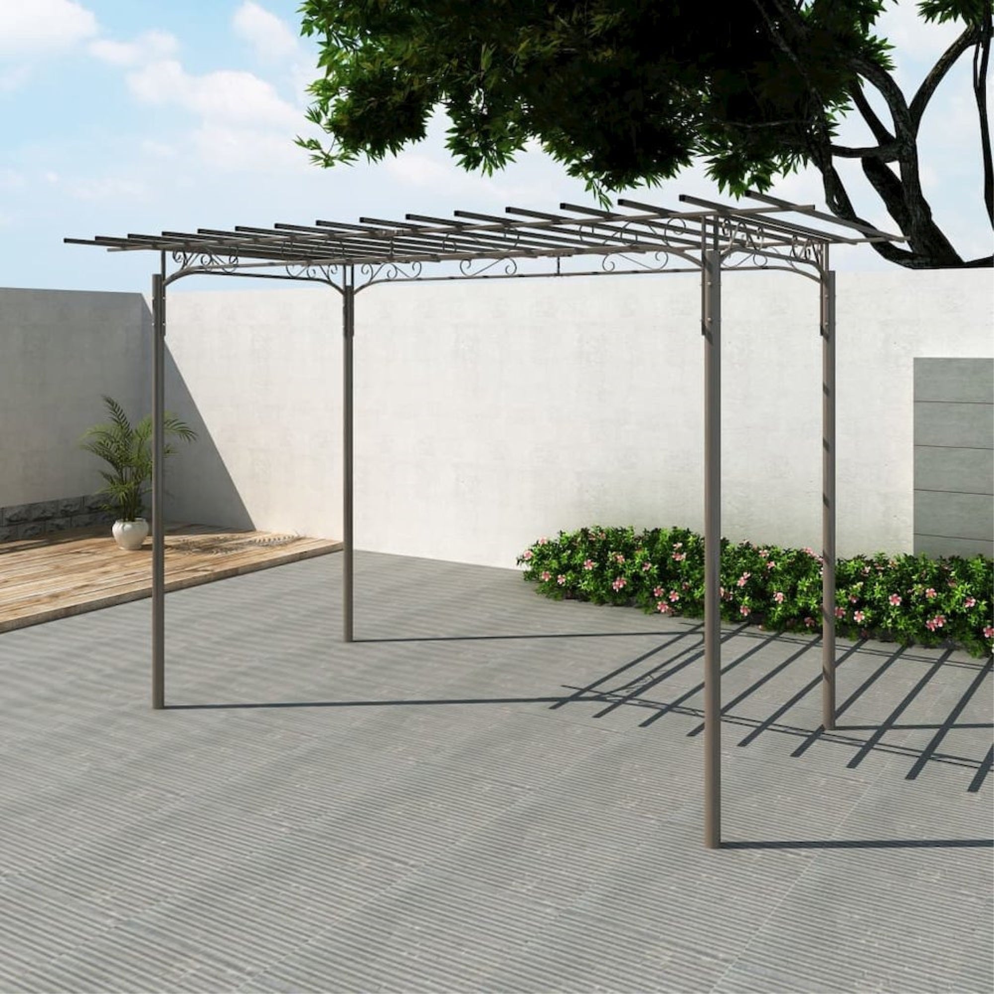Garden Arch Brown Steel Large Decorative Inlays Garden Arch
