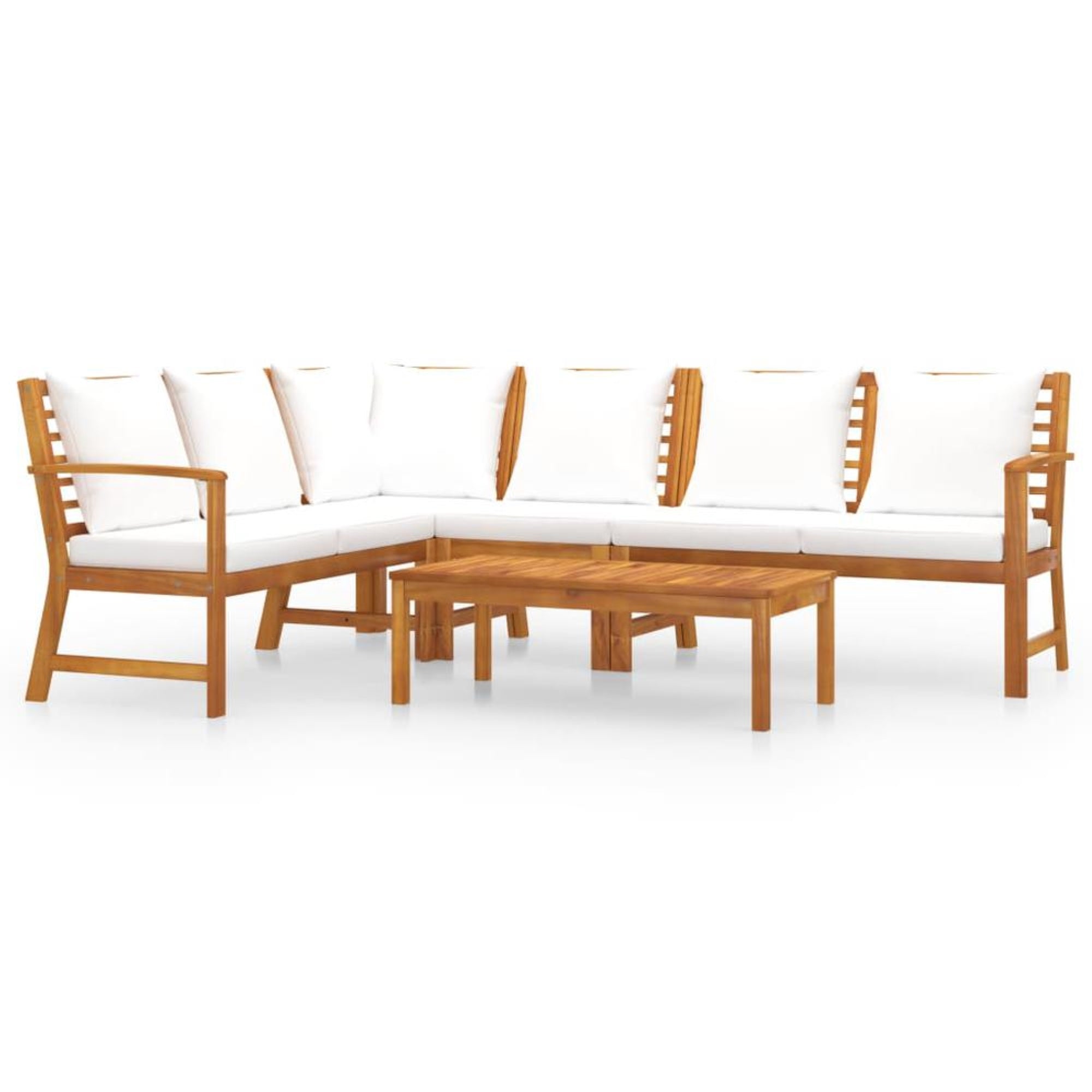 vidaXL 5 Piece Garden Lounge Set with Cushion Cream Solid Acacia Wood 7773