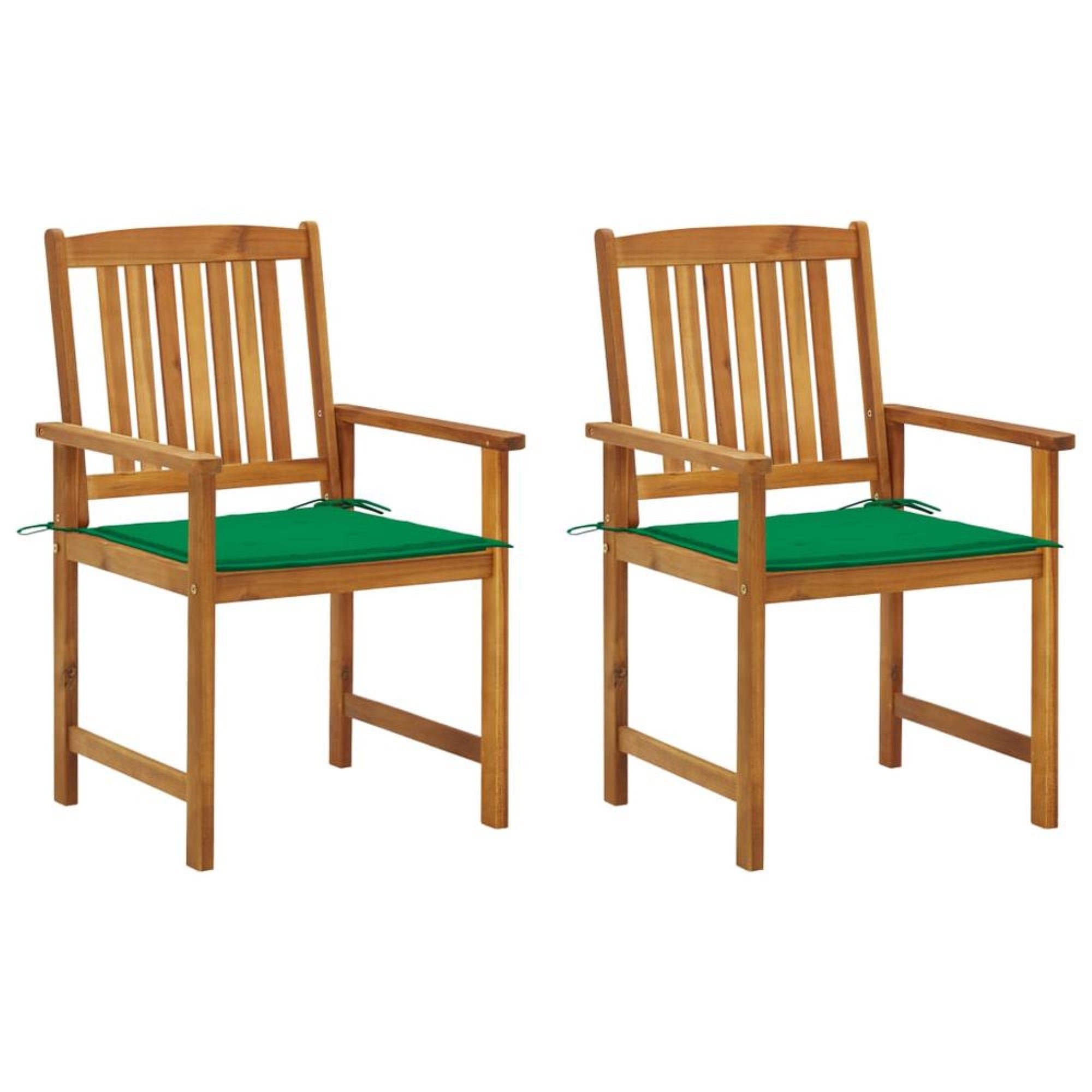 vidaXL Directors Chairs with Cushions 2 pcs Solid Acacia Wood 1177