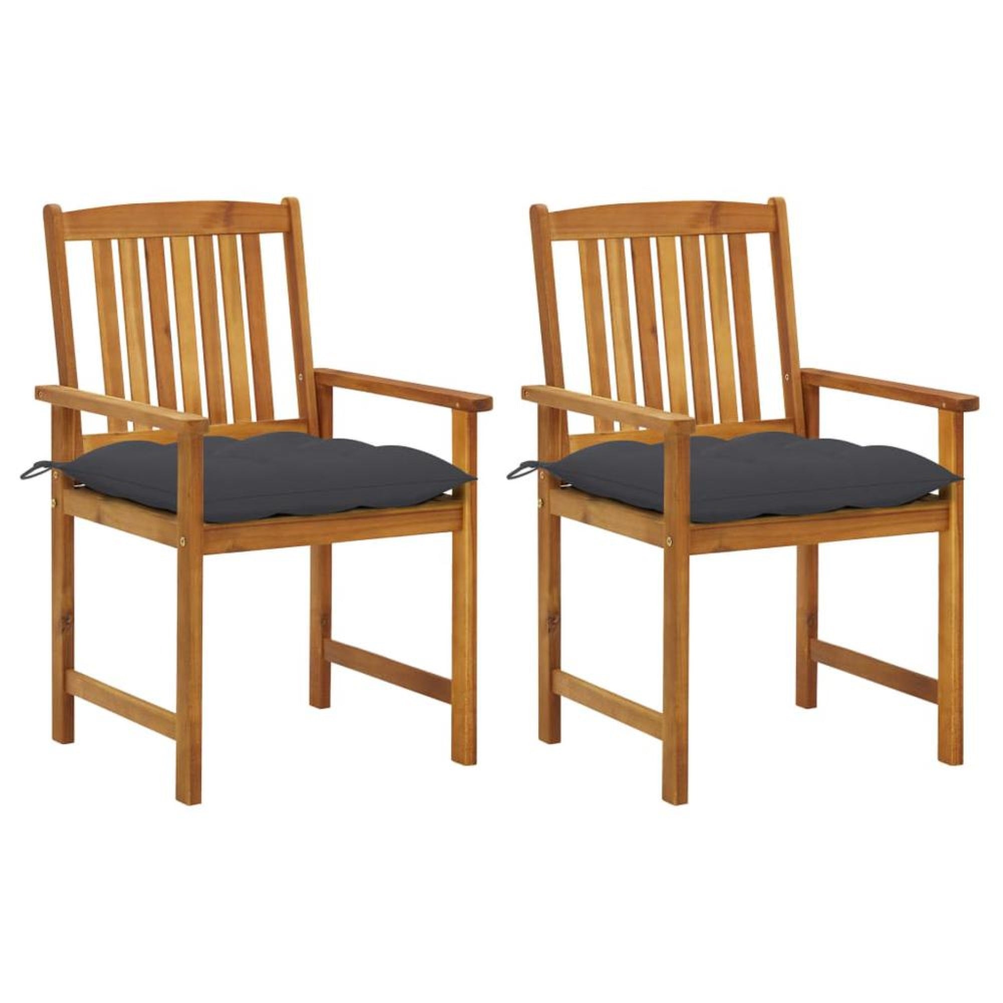 vidaXL Directors Chairs with Cushions 2 pcs Solid Acacia Wood 1197