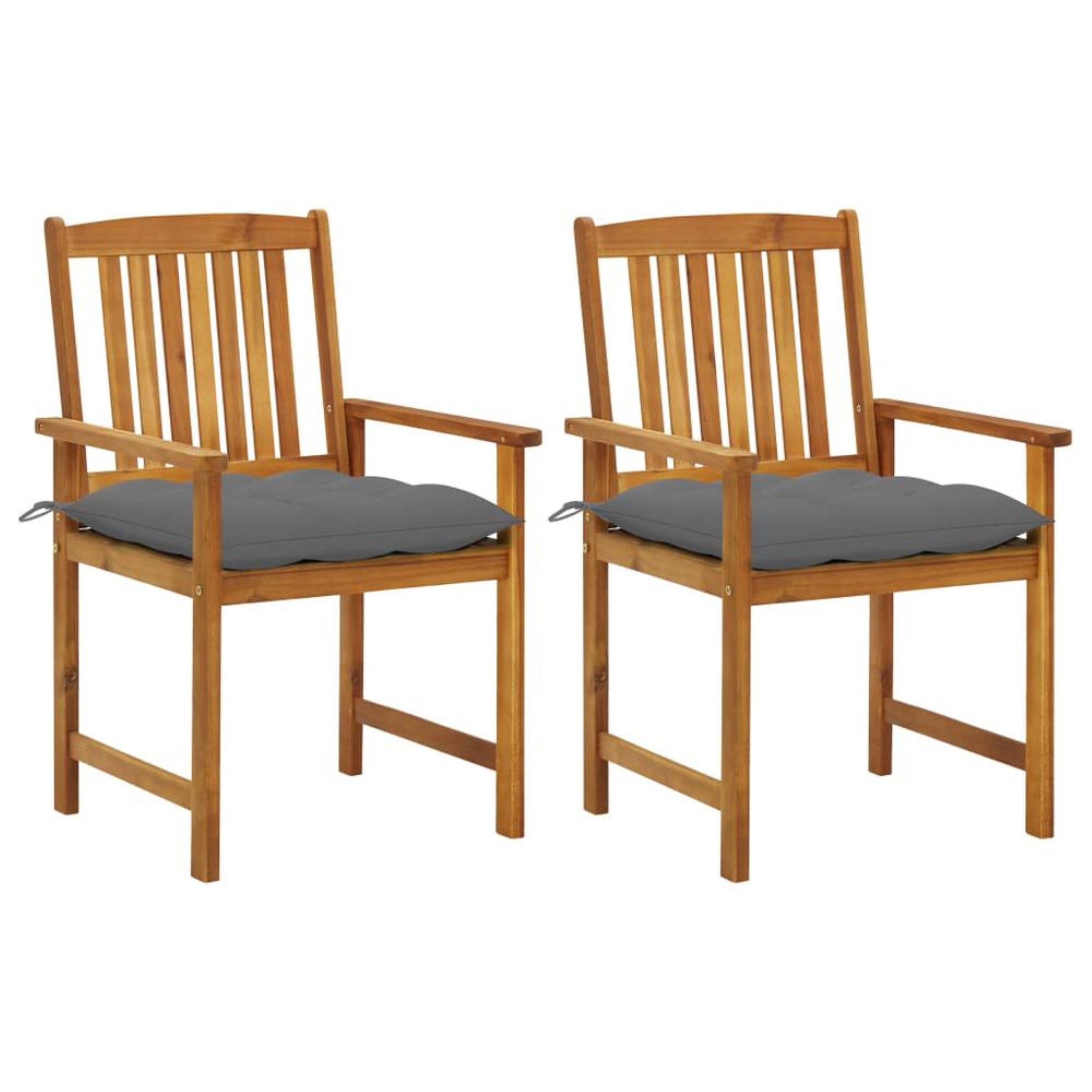vidaXL Directors Chairs with Cushions 2 pcs Solid Acacia Wood 1199