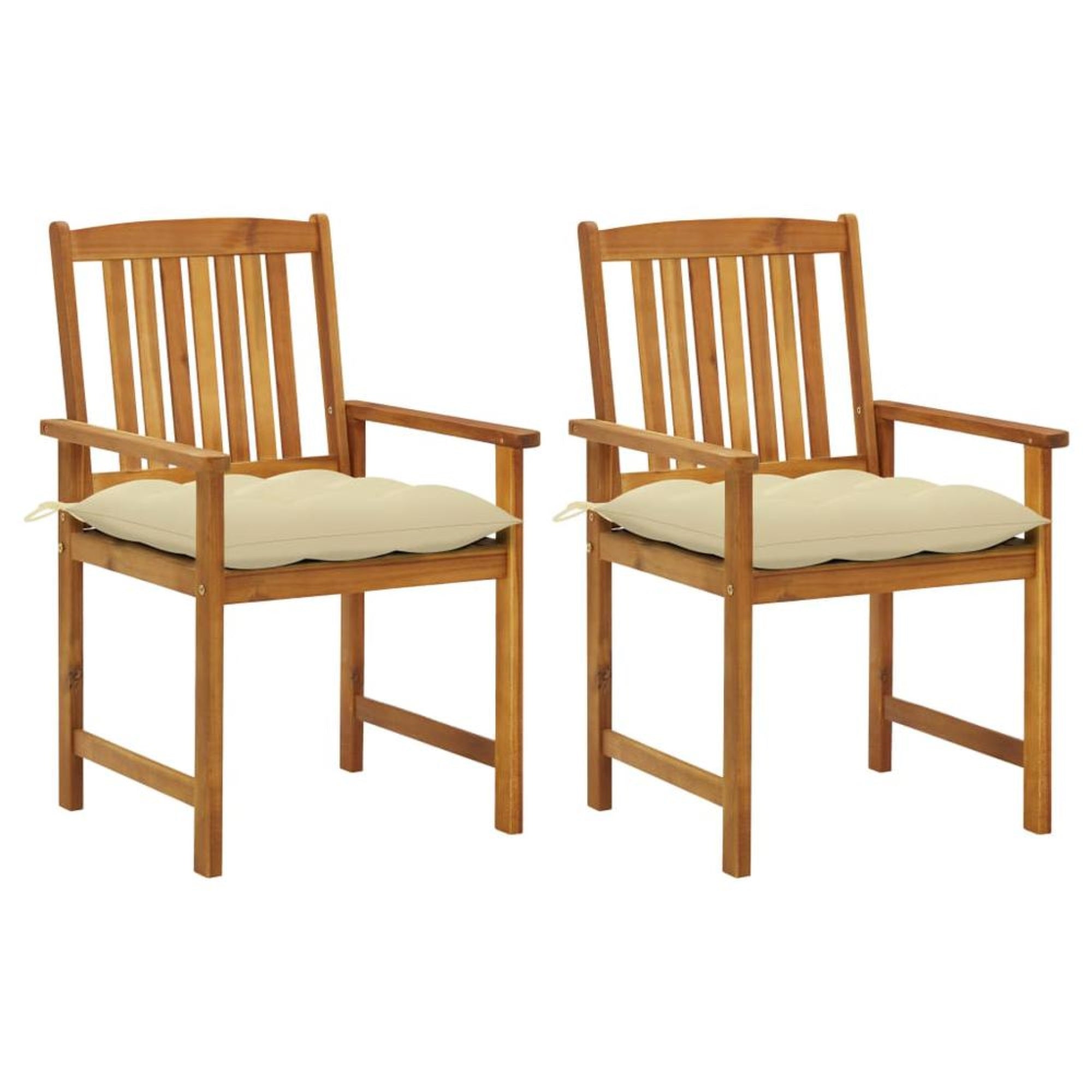 vidaXL Directors Chairs with Cushions 2 pcs Solid Acacia Wood 1201