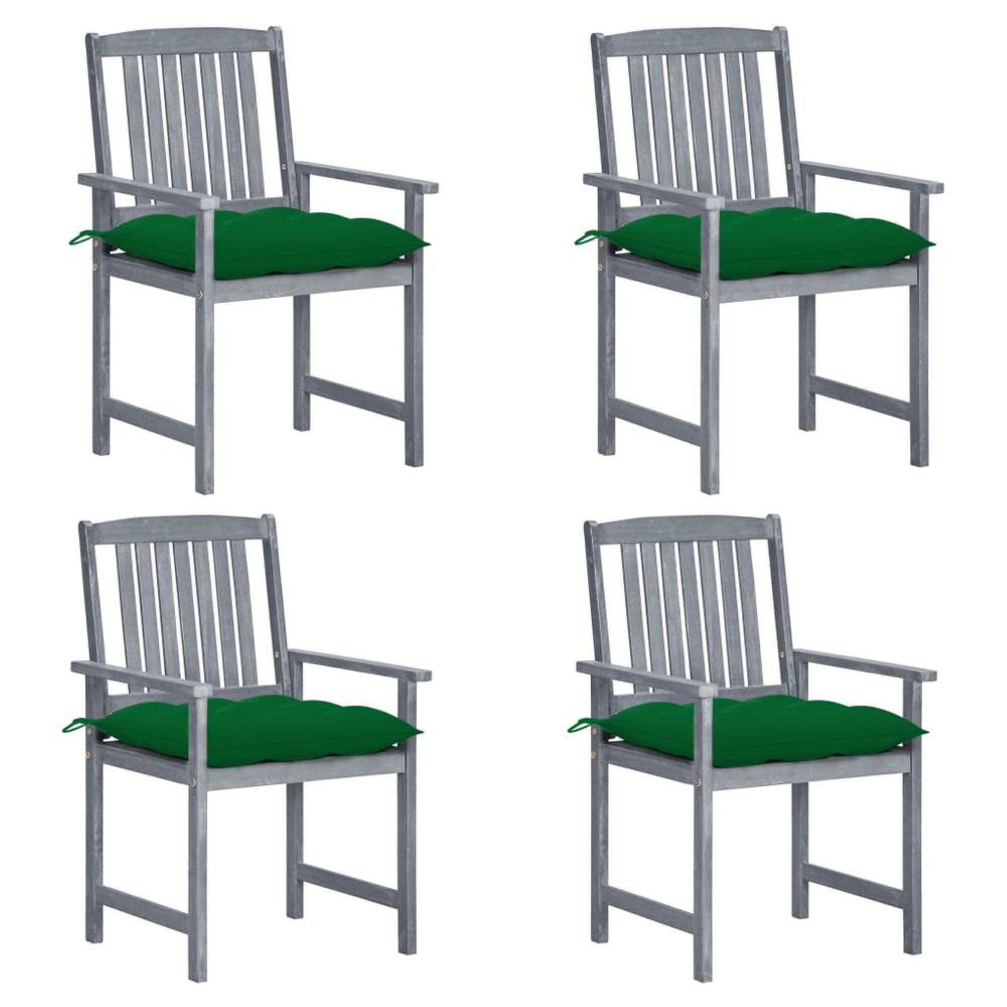 vidaXL Directors Chairs with Cushions 4 pcs Gray Solid Acacia Wood 1262
