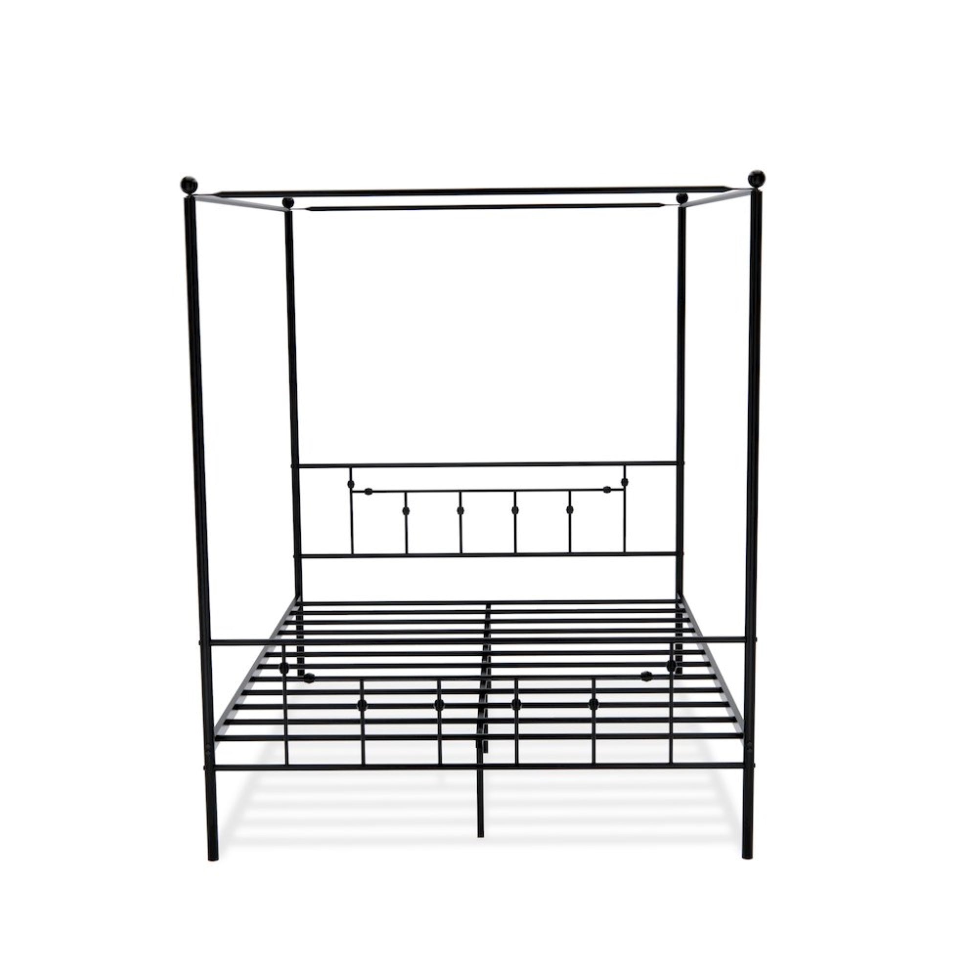 ATQCBLK Anniston Canopy Bed with Deluxe Style Headboard and Footboard - Luxurious Metal Frame in Powder Coating Black