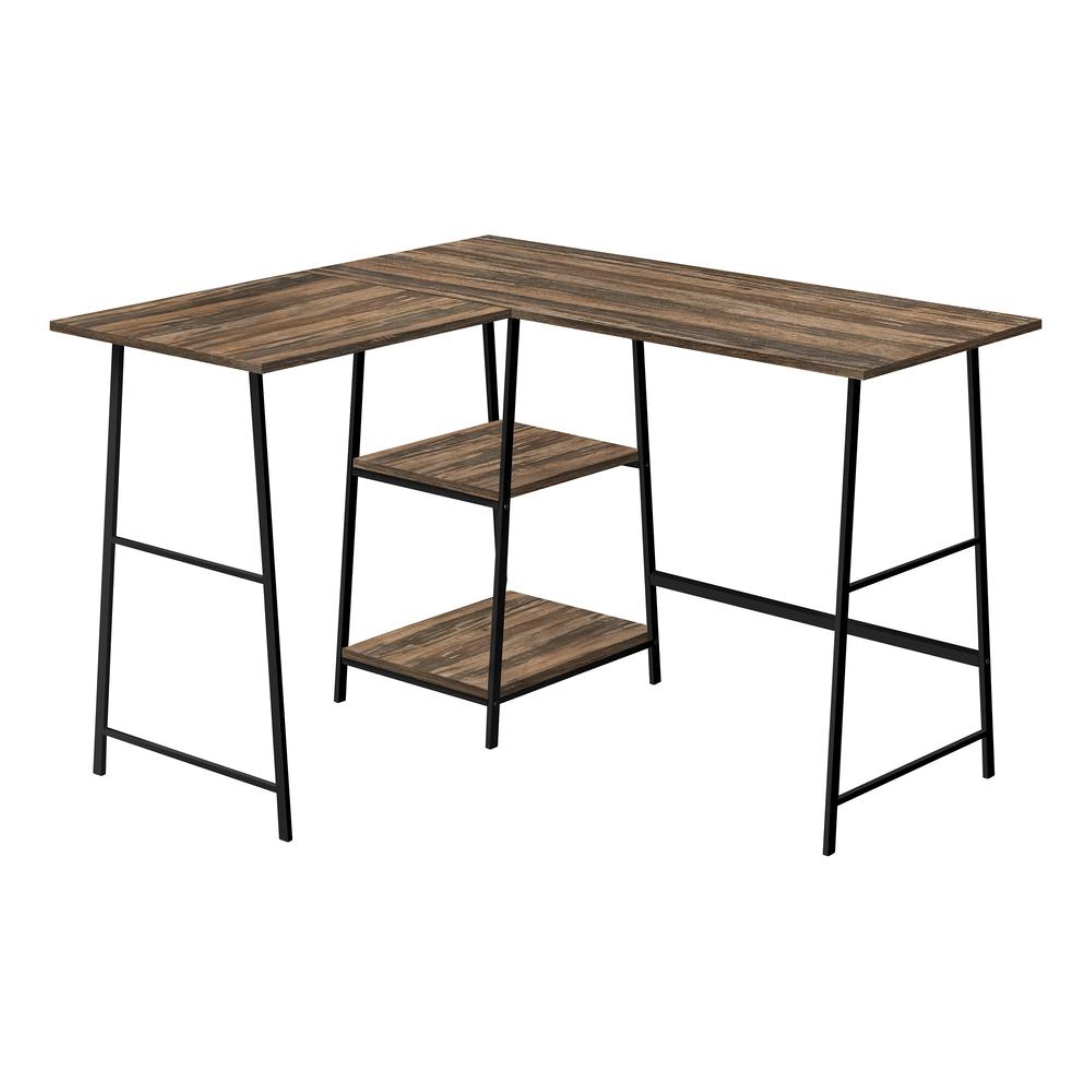 COMPUTER DESK - 48L/ BROWN RECLAIMED/ BLACK METAL CORNER