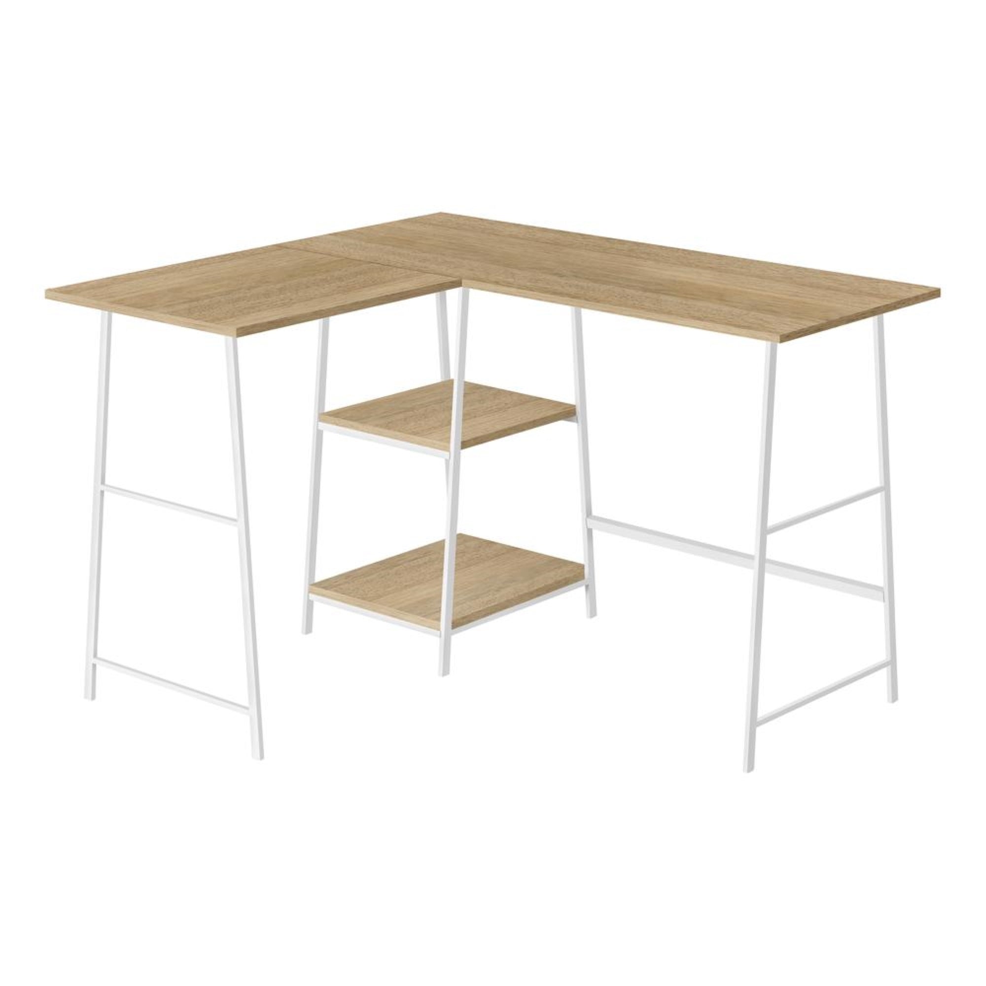 COMPUTER DESK - 48L / NATURAL TOP / WHITE METAL CORNER