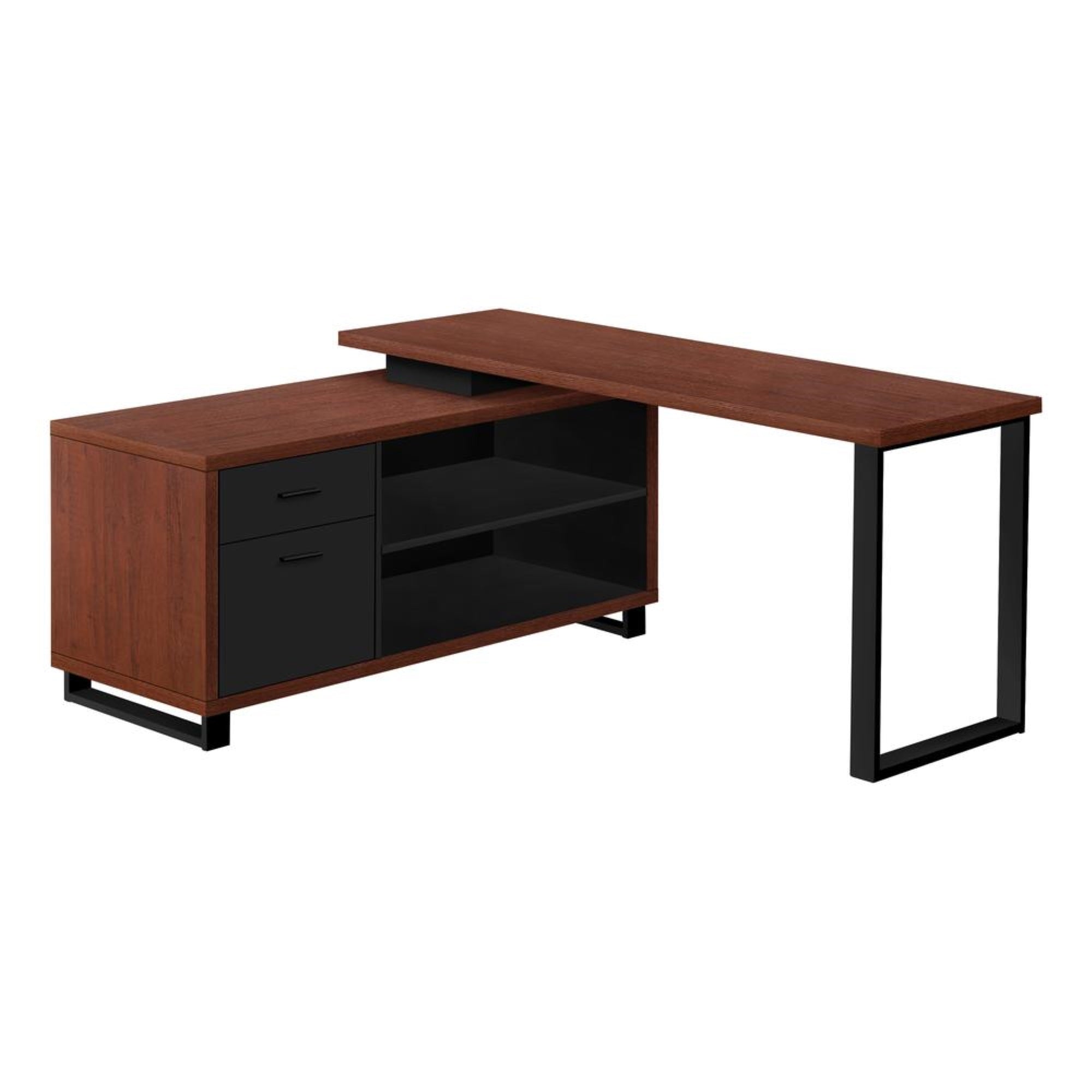 COMPUTER DESK - 72L CHERRY / BLACK EXECUTIVE CORNER