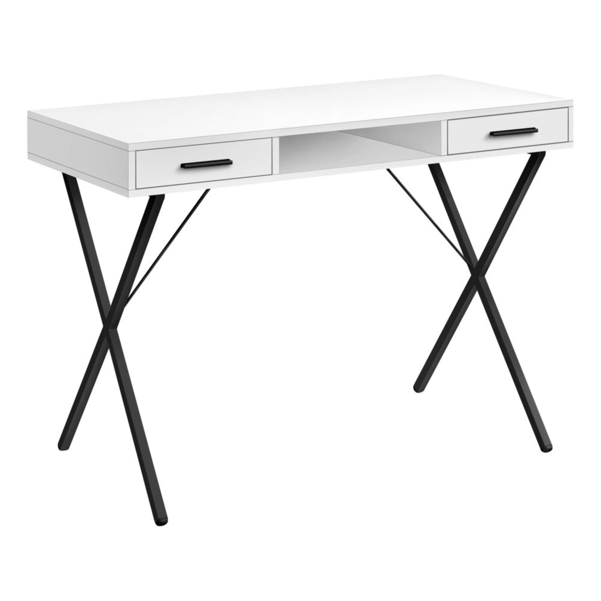 COMPUTER DESK - 42L / WHITE / BLACK METAL