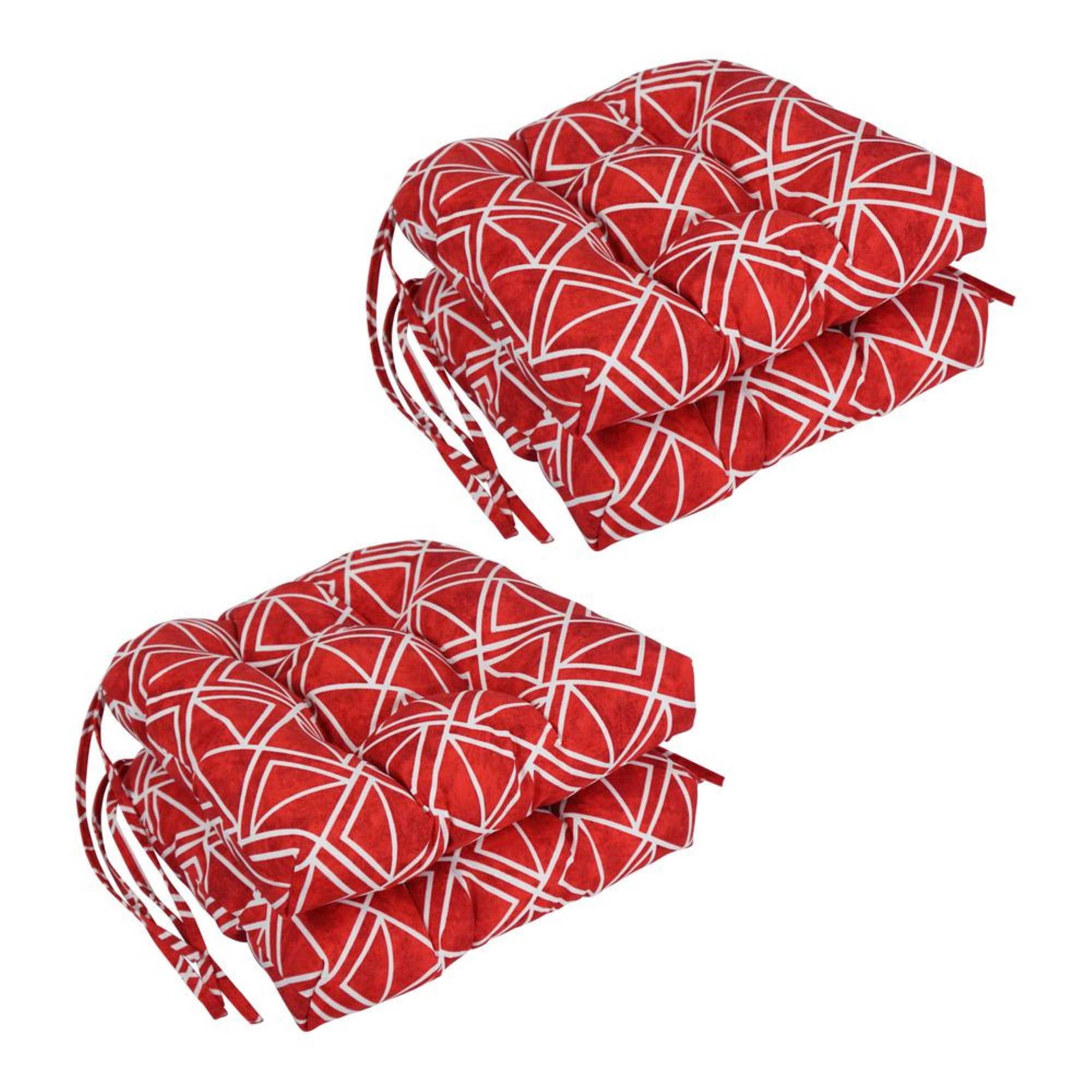 16-inch Spun Polyester Outdoor U-shaped Tufted Chair Cushions (Set of 4) 916X16US-T-4CH-OD-227