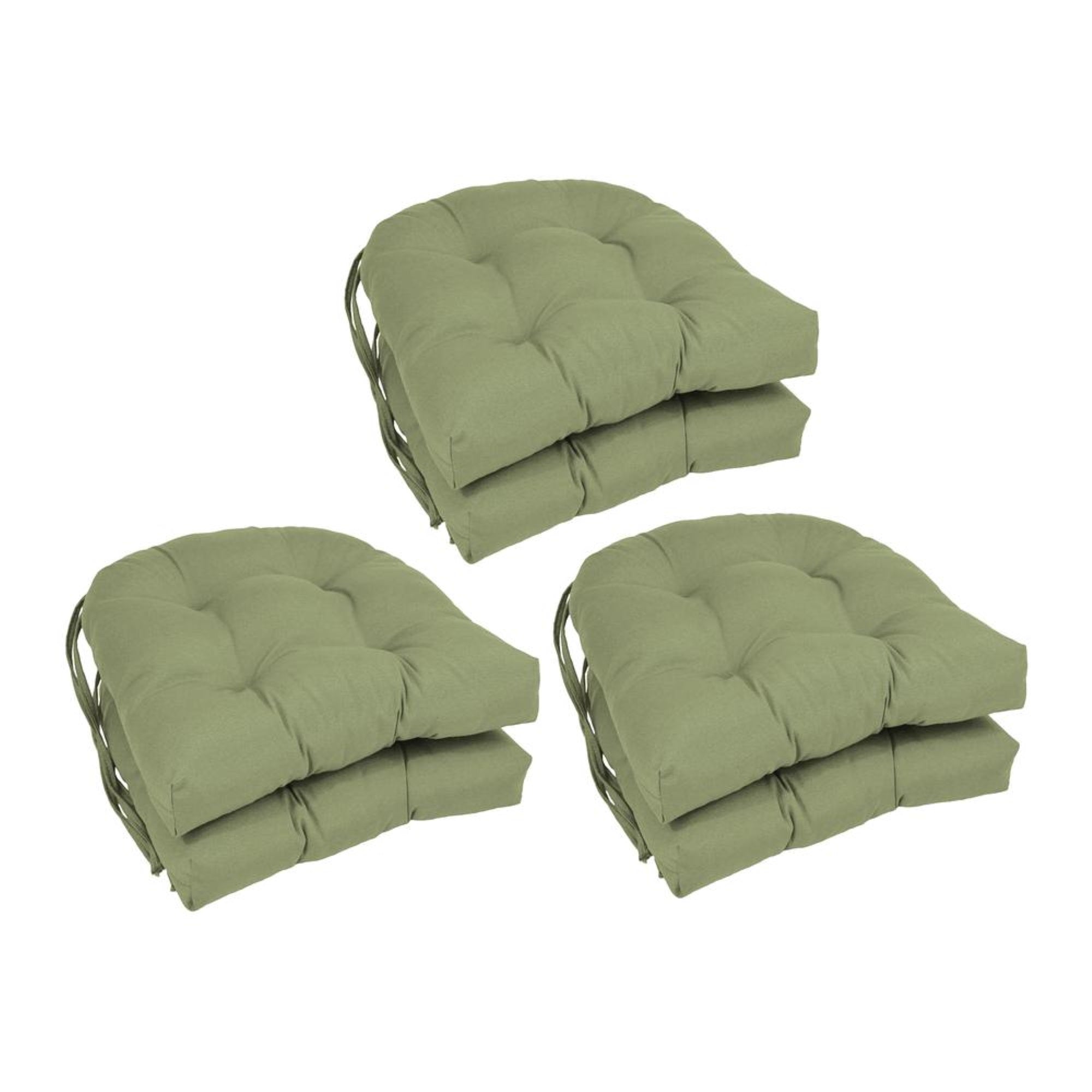 16-inch Solid Twill U-shaped Tufted Chair Cushions (Set of 6)  916X16US-T-6CH-TW-SG